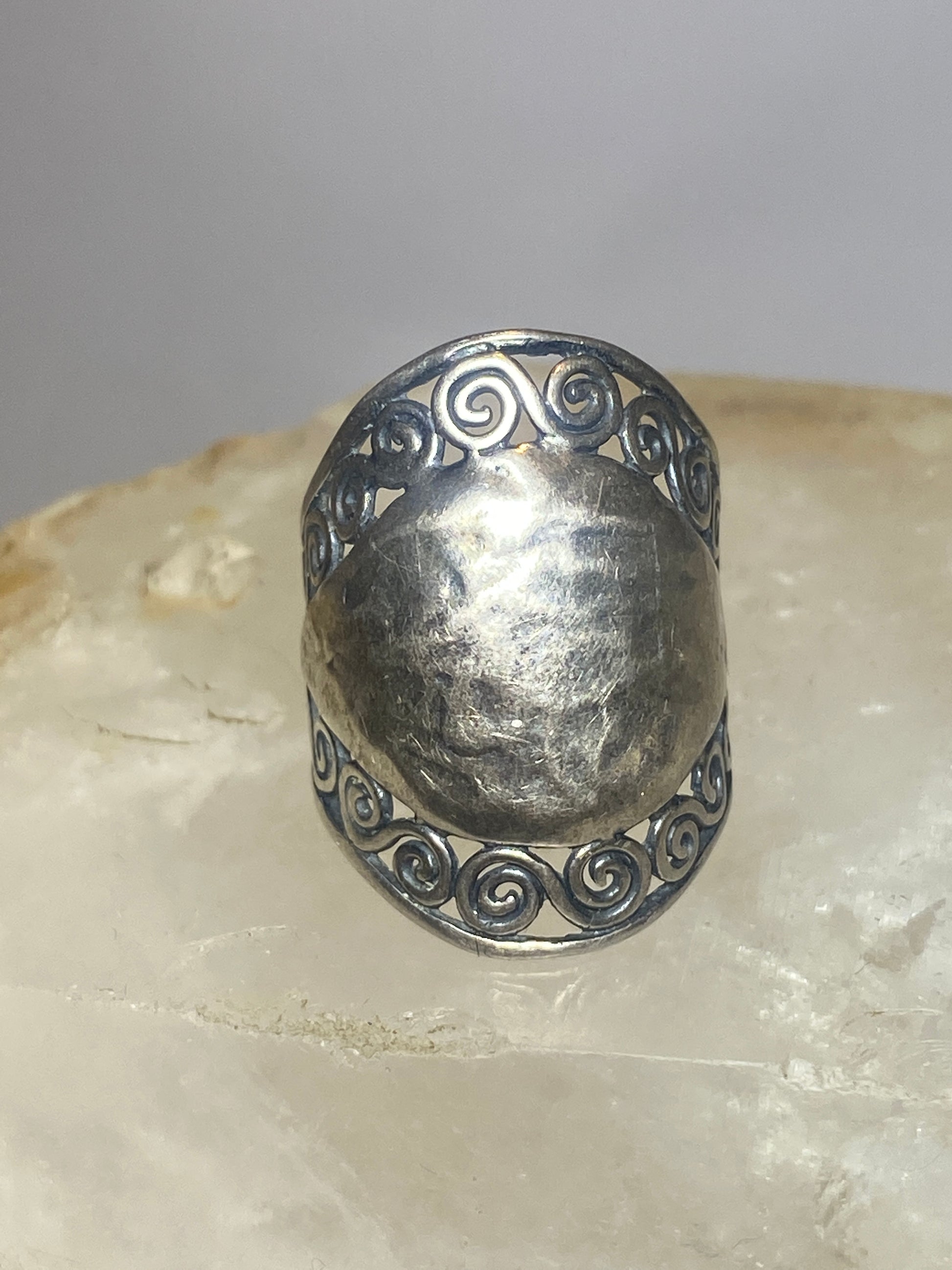 Cigar band wide ring size Paz PZ Israel sterling silver women