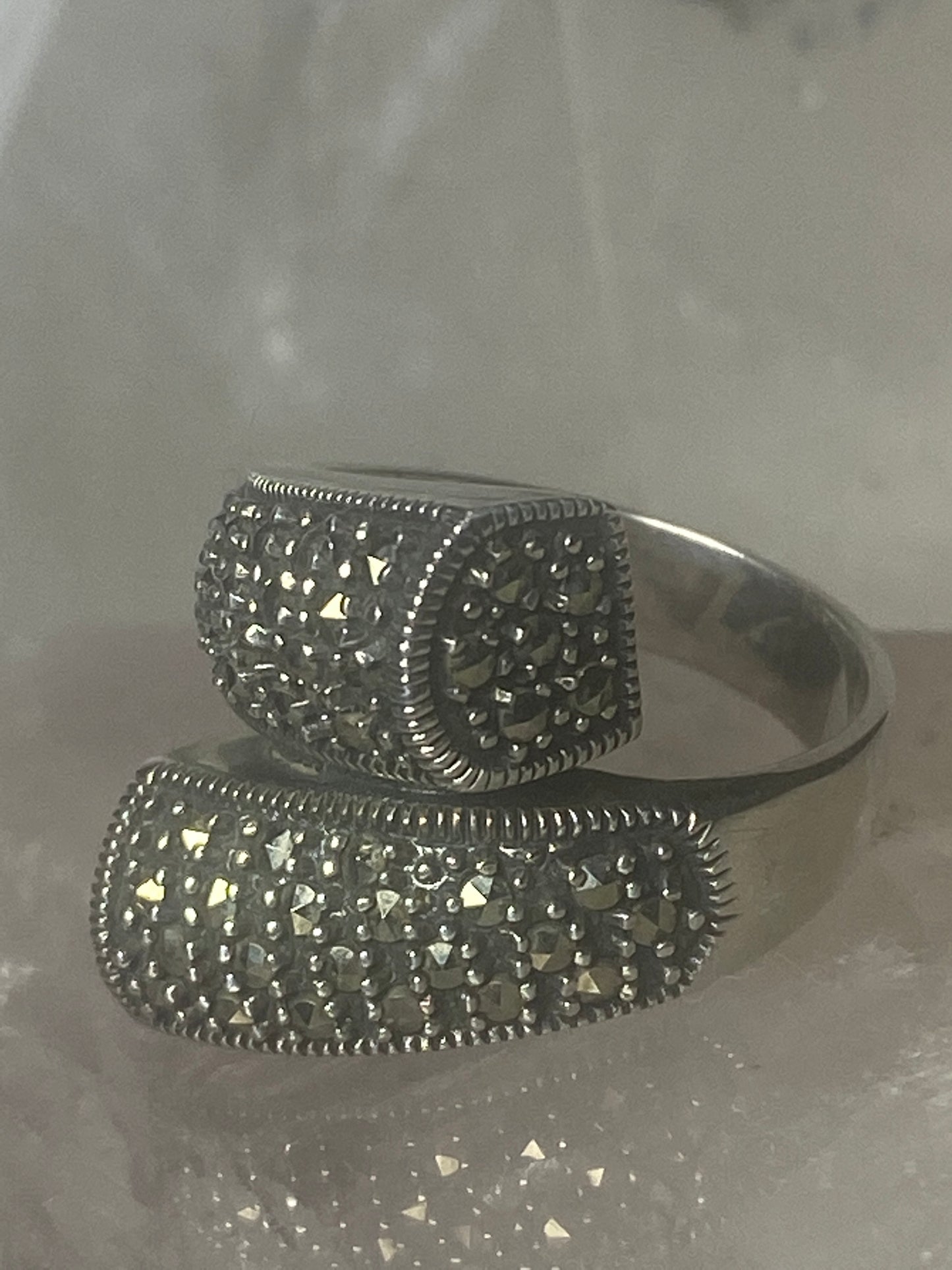 Marcasite ring wrap around  band sterling silver Art Deco style women girls