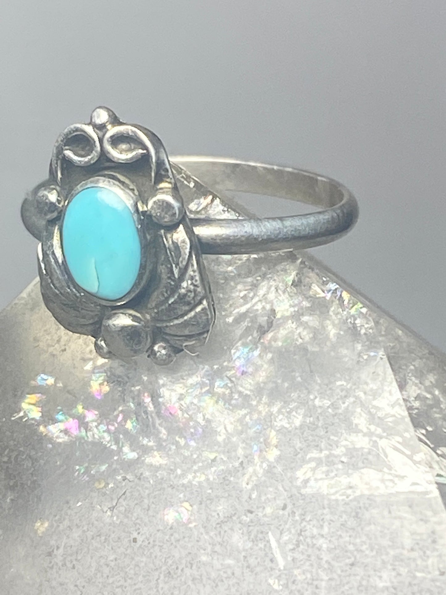 Turquoise ring leaves band southwest sterling silver women girls g