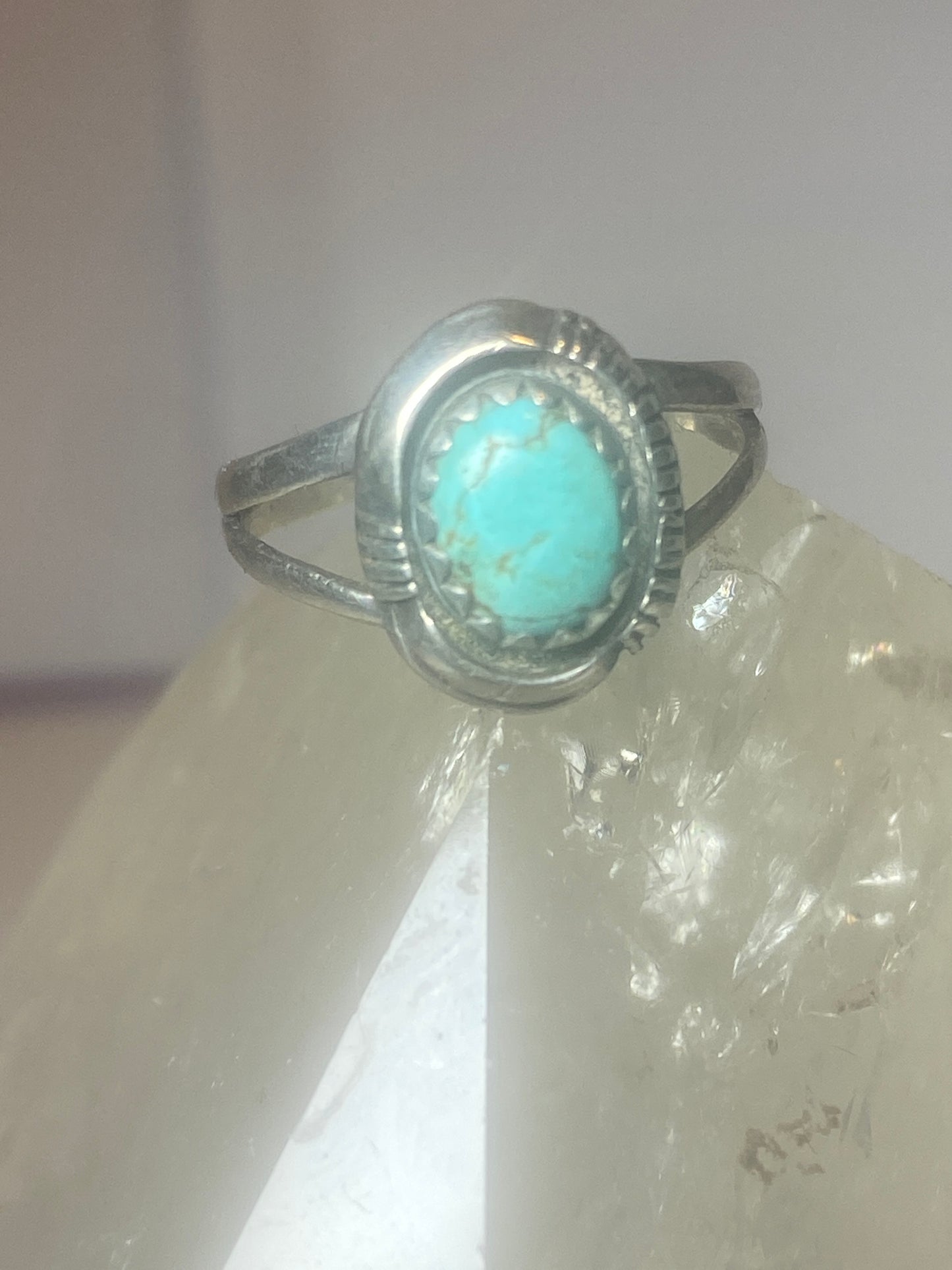 Turquoise ring Navajo solitaire southwest sterling silver women girls