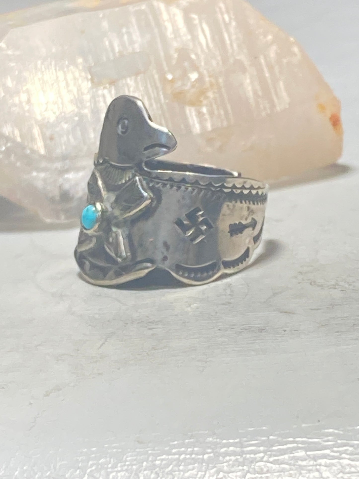 Phoenix Ring Navajo Turquoise crossed arrow whirling logs band sterling silver women men