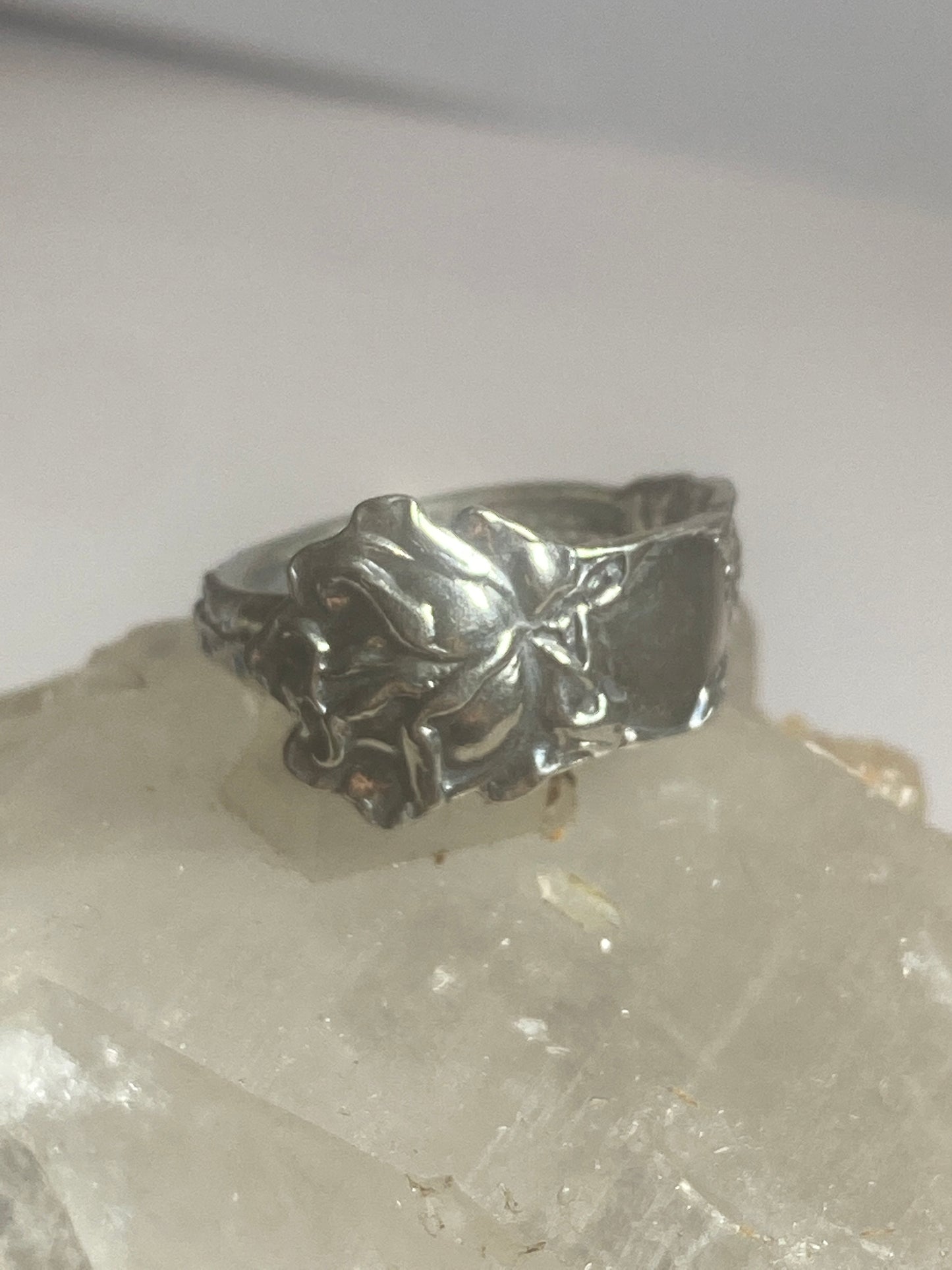 Rose spoon ring flower rose floral band sterling silver women girls