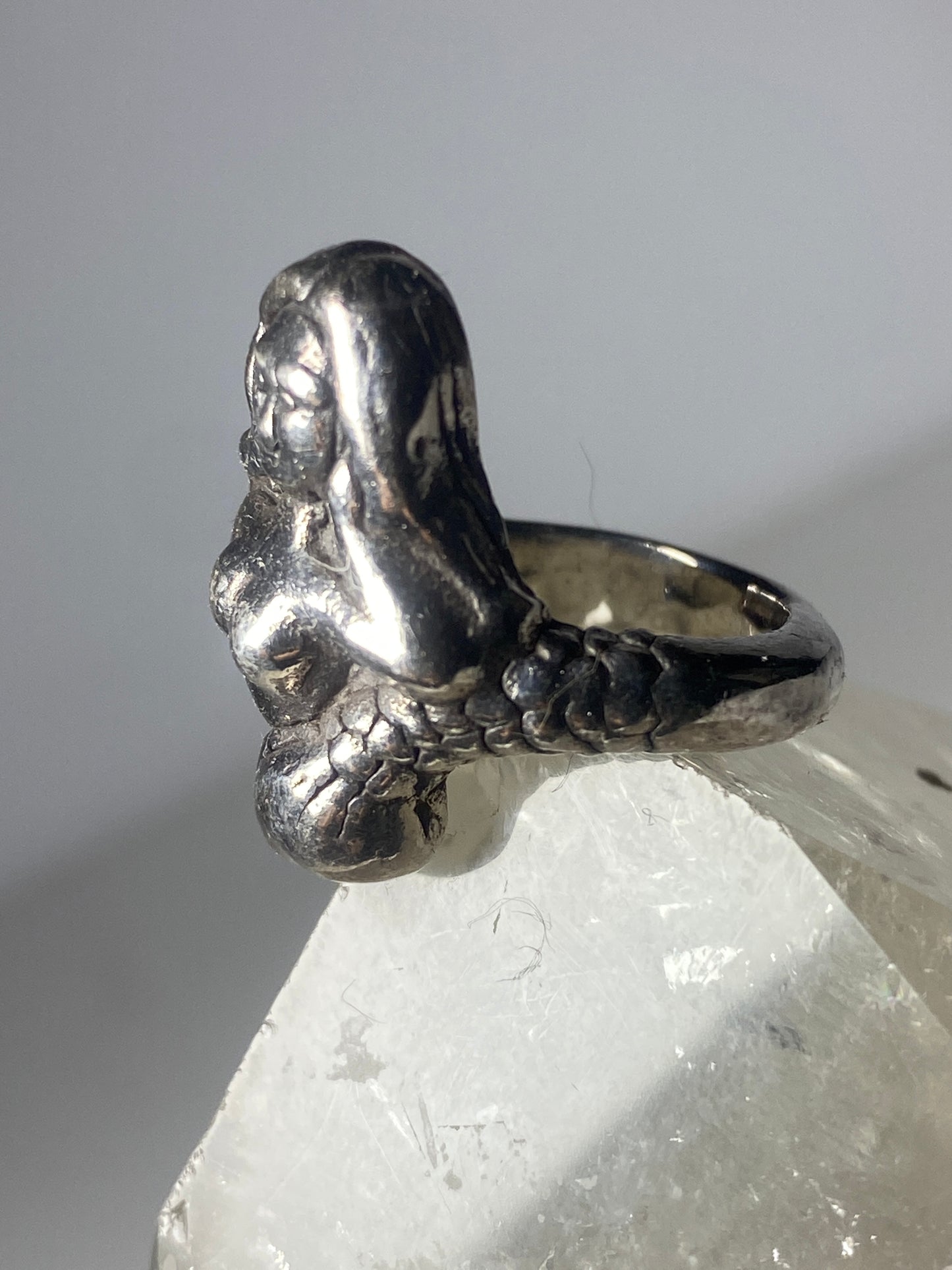 Mermaid ring figurative band sterling silver women