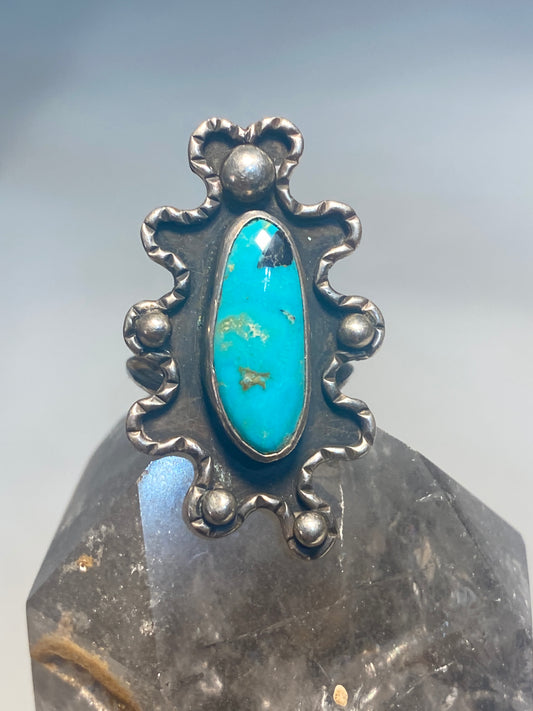 Turquoise ring long Navajo pinky southwest sterling silver women girl