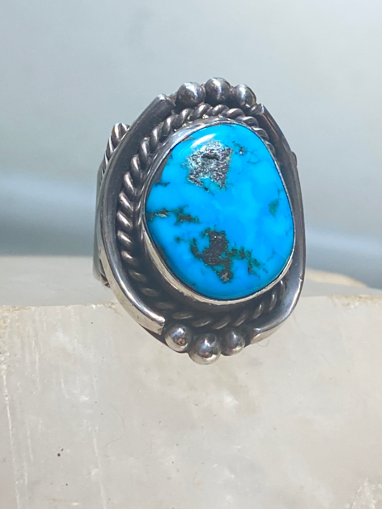 Turquoise ring Navajo sterling silver women men