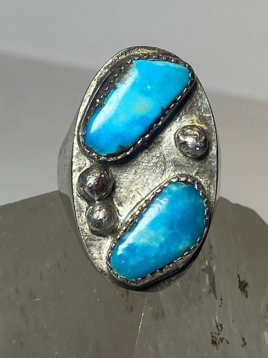 Turquoise ring southwest sterling silver leaves women men