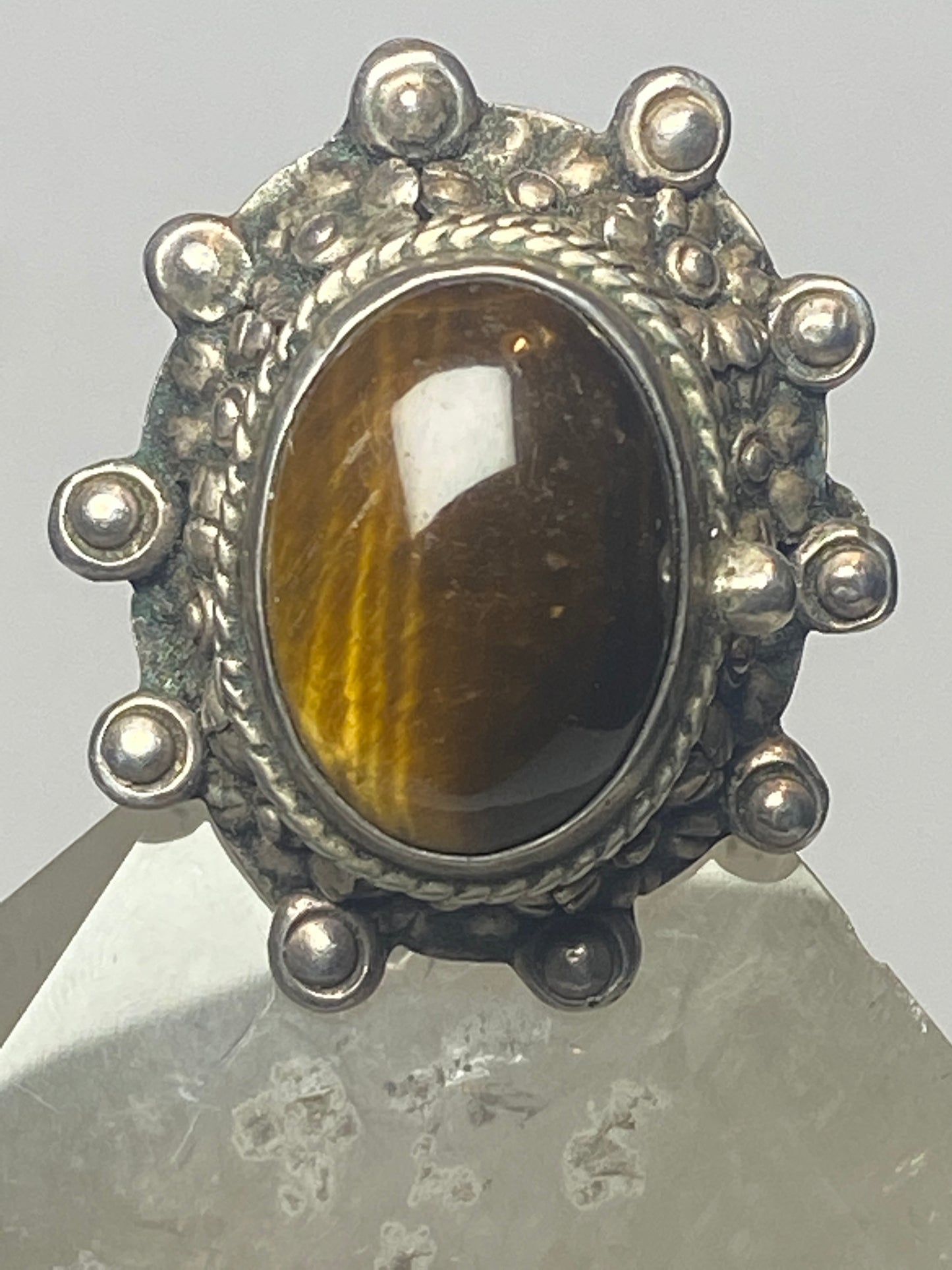 Poison ring Tiger Eye Mexico Mexican  southwest sterling silver women girls
