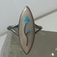 Flower ring long mother of pearl turquoise southwest pinky Navajo sterling silver