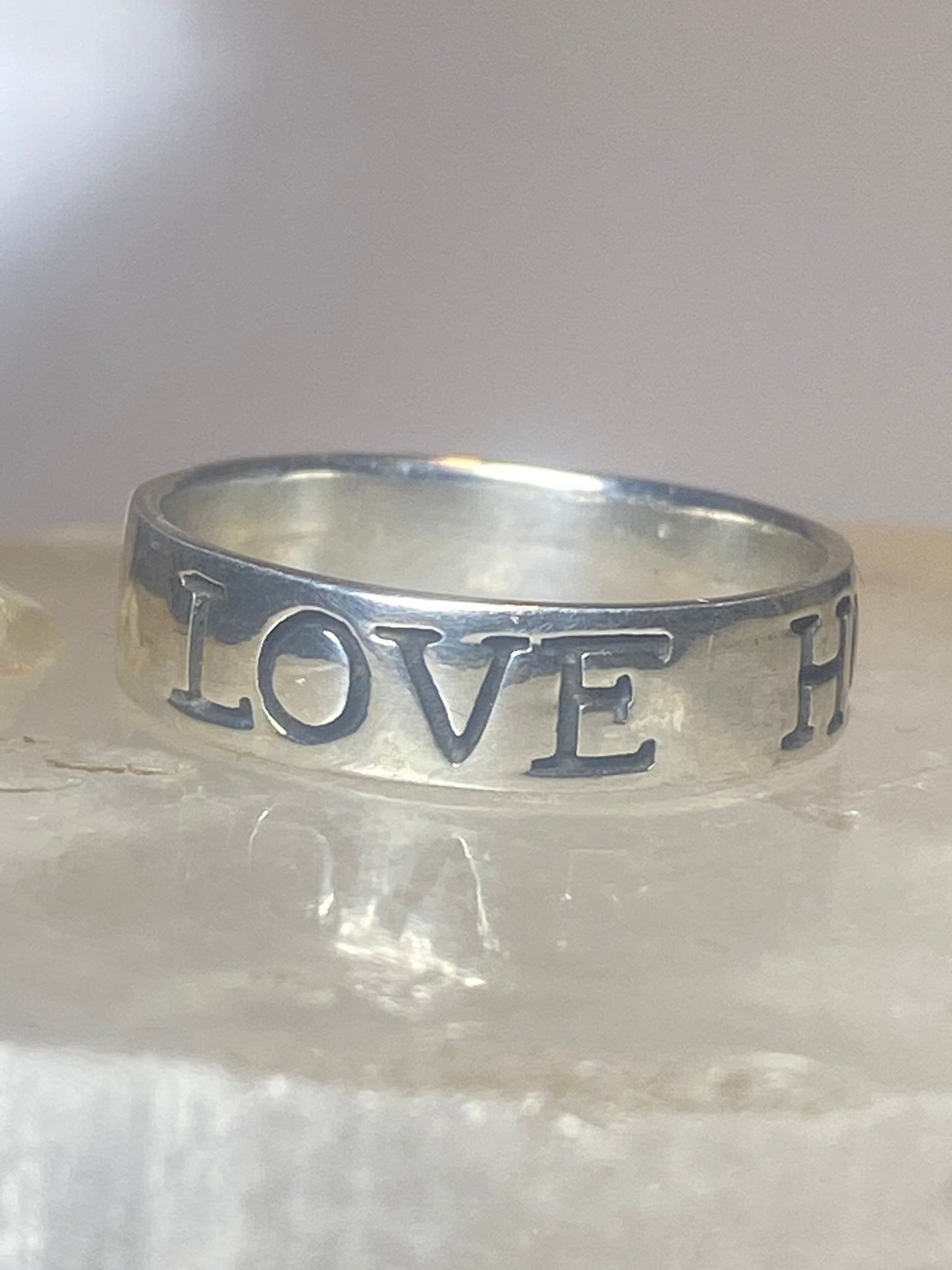 Love Hope Faith ring size 6.75 Solid words religious band sterling silver