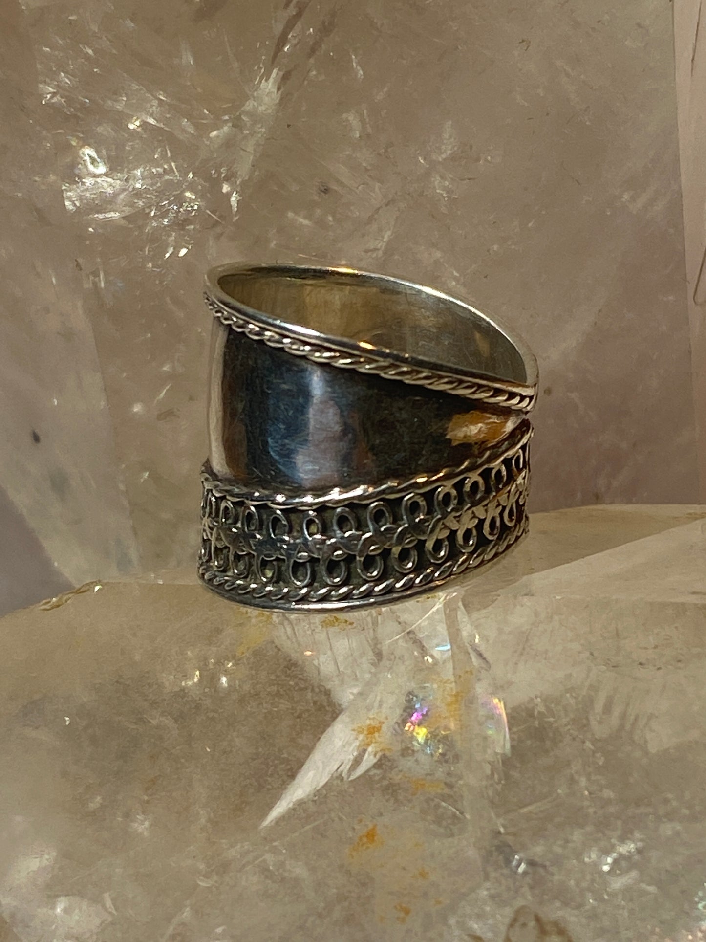 cigar band size 4.75 pinky ring sterling silver girls women