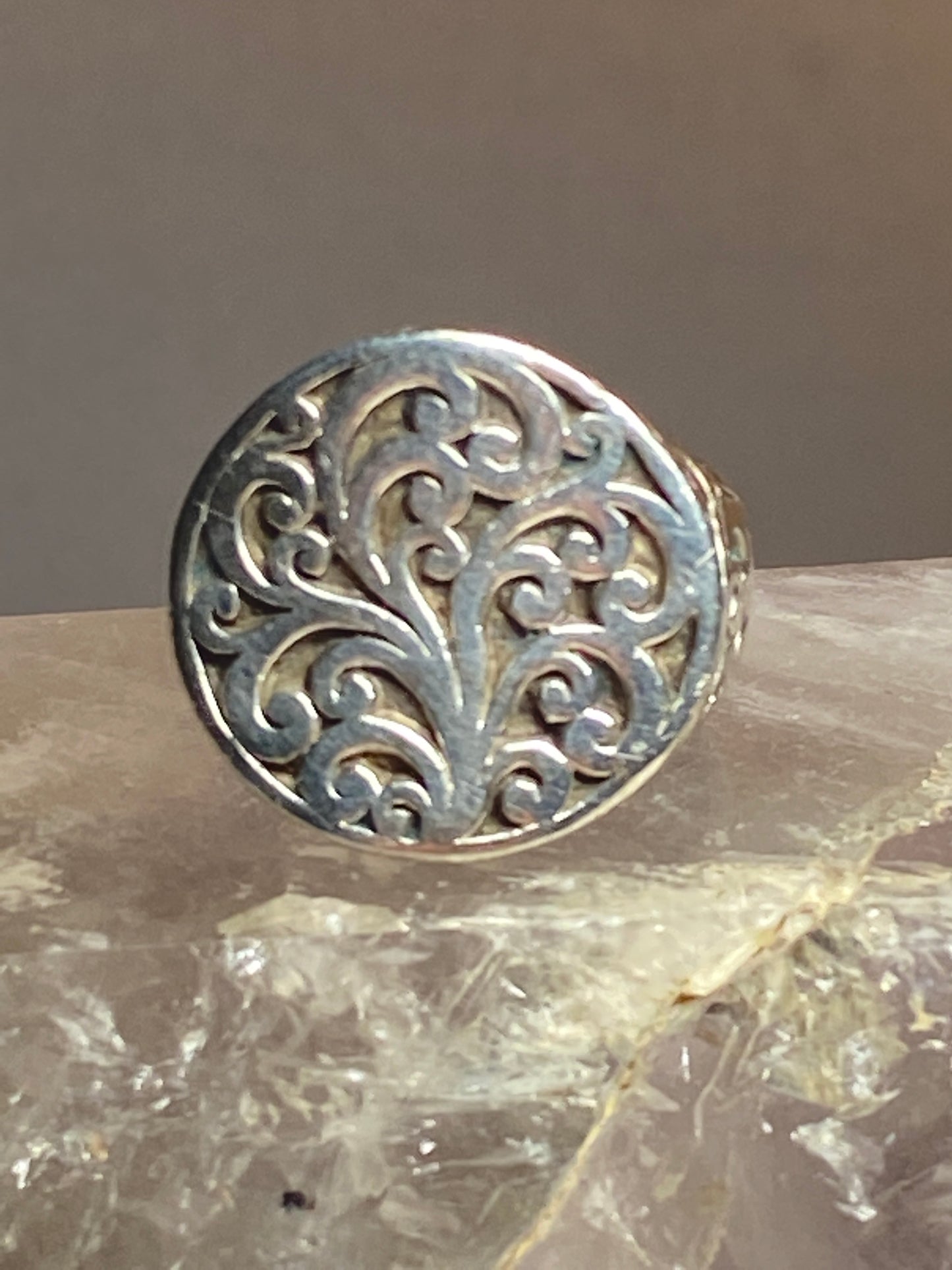 Luis Hill band chunky floral vine ring sterling silver ring women