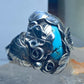 Turquoise ring flowers southwest sterling silver women