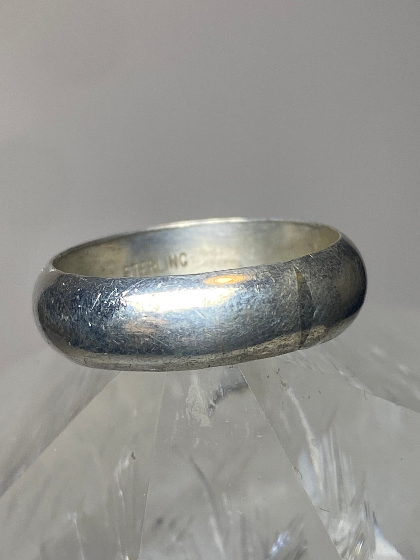 Vintage Plain ring size 8 wedding band stacker sterling silver H