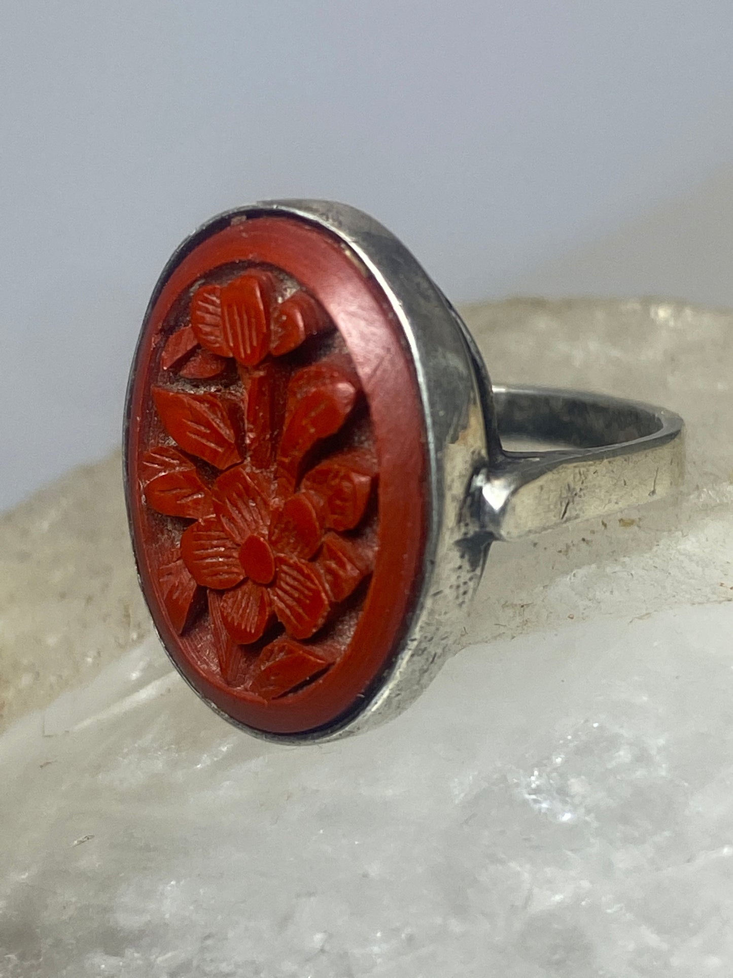 Cinnabar ring size 5  floral band  sterling silver women girls
