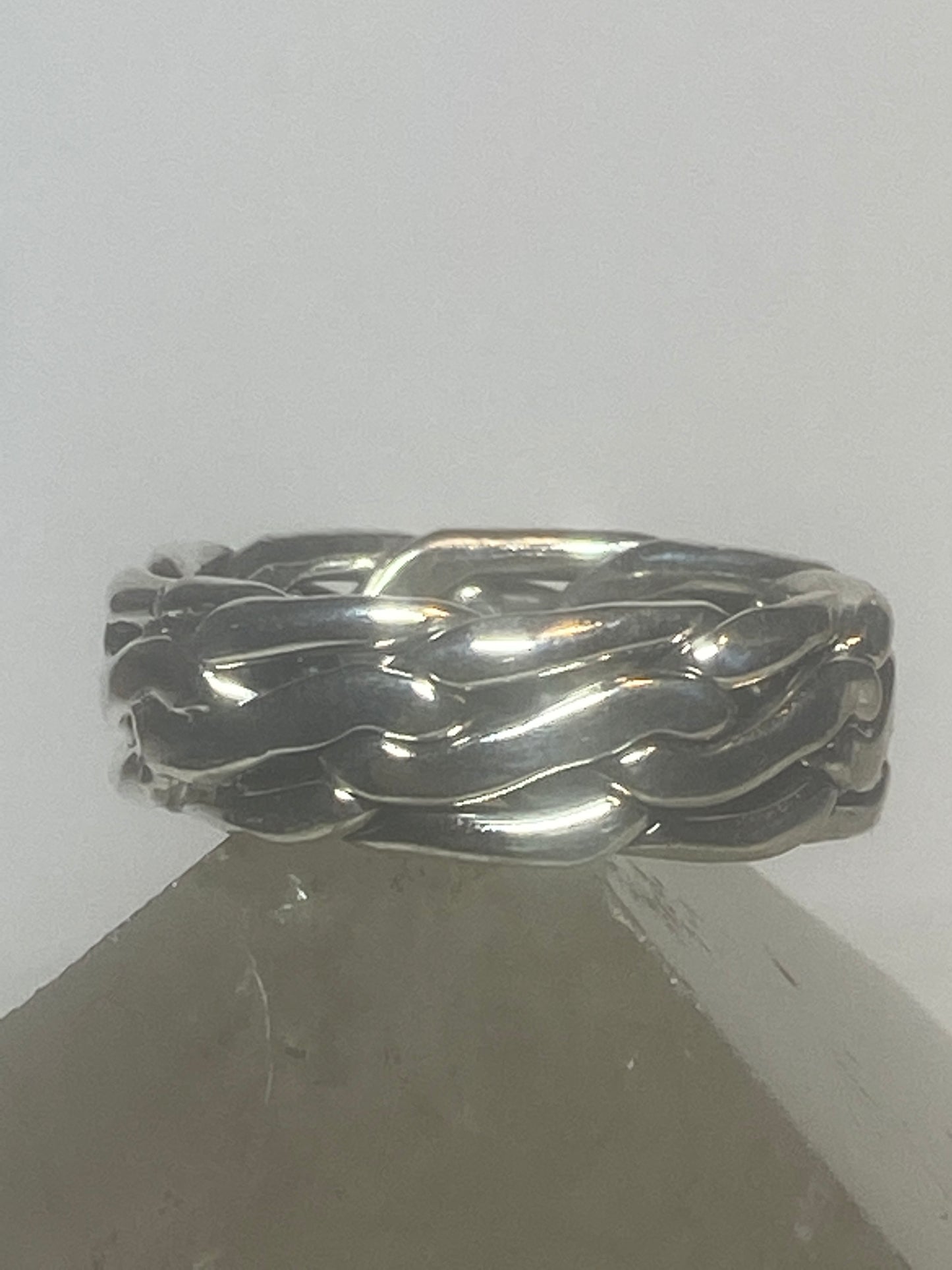 Rope ring solid band sterling silver women men