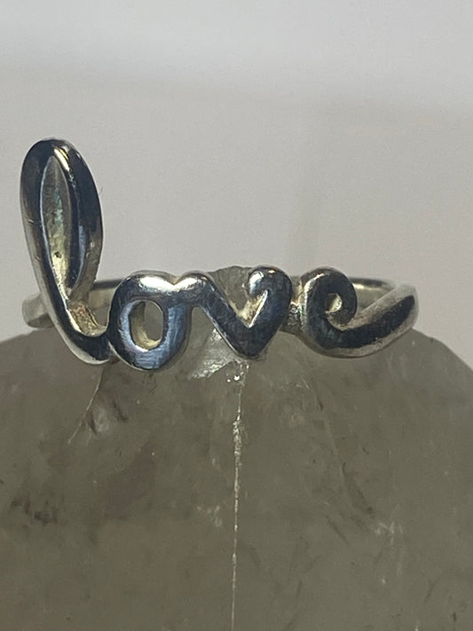 Love ring friendship word heart Valentine pinky band sterling silver women girl