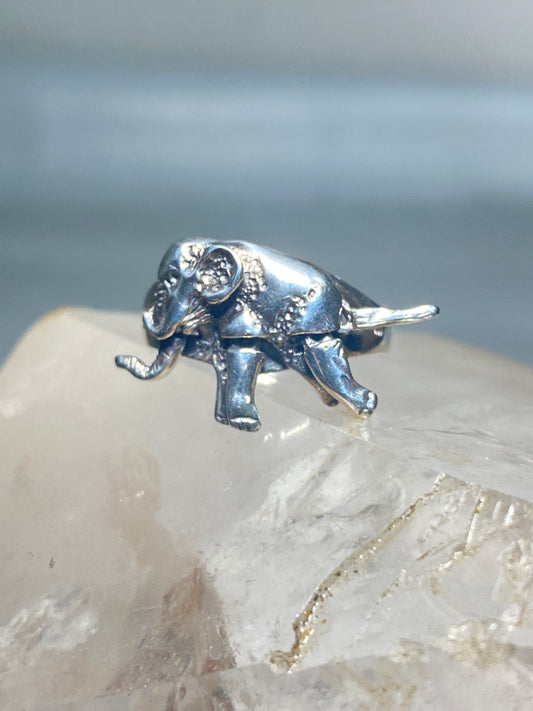 Elephant ring size 8.50  moving legs face tail band sterling silver women girls