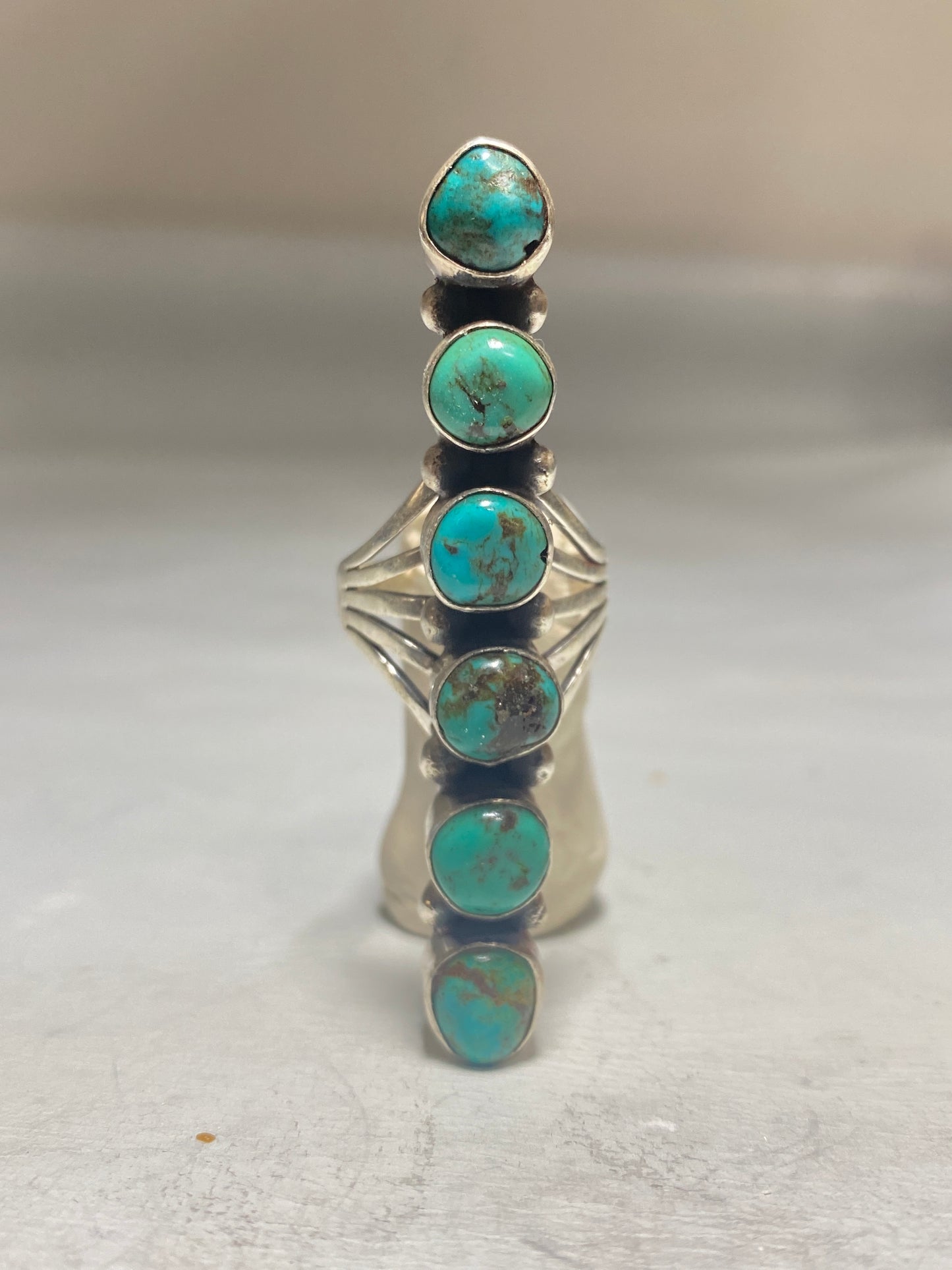 Turquoise ring long southwest sterling silver women