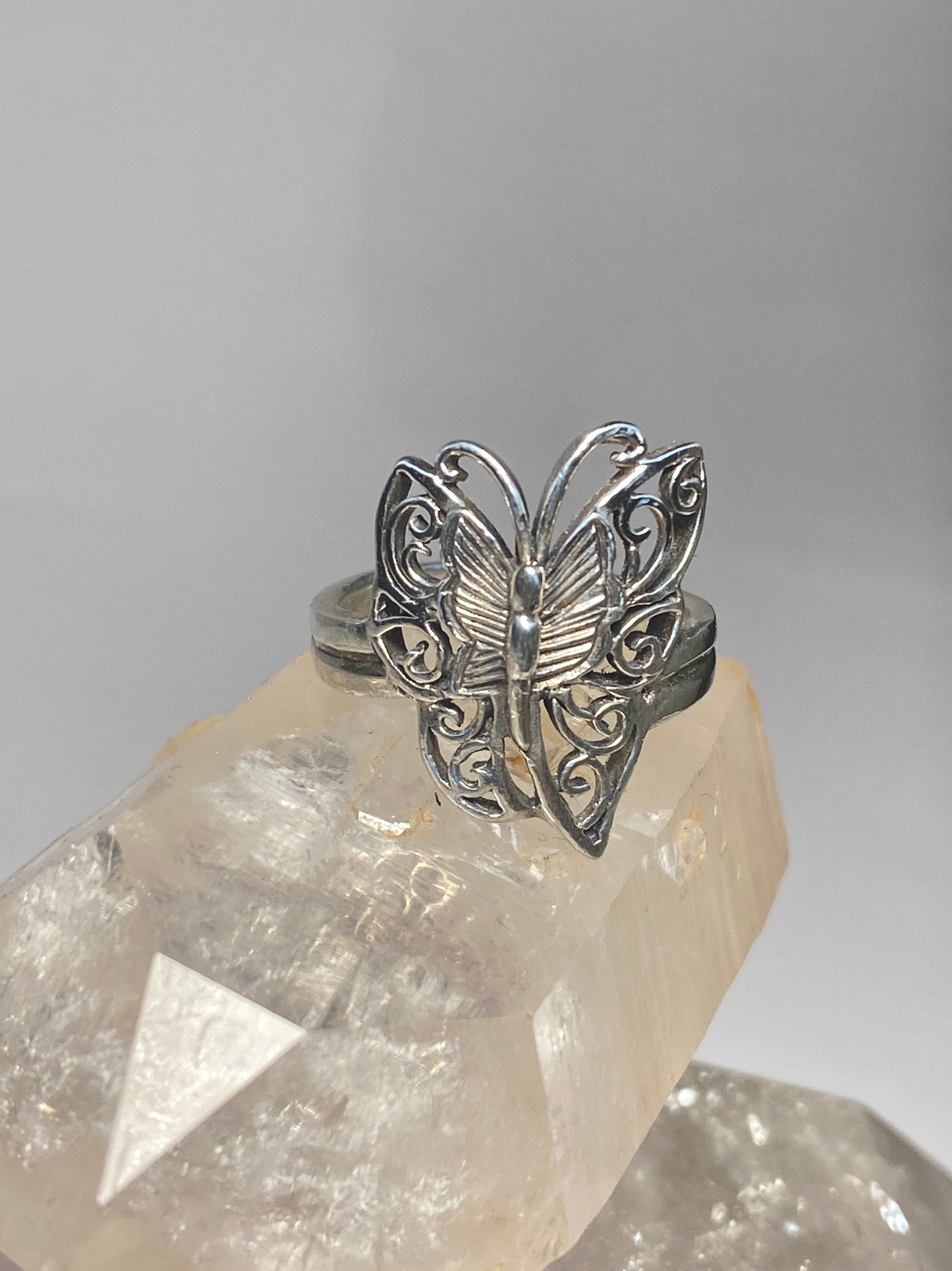 Butterfly Ring size 6.75 Butterflies Band sterling silver women
