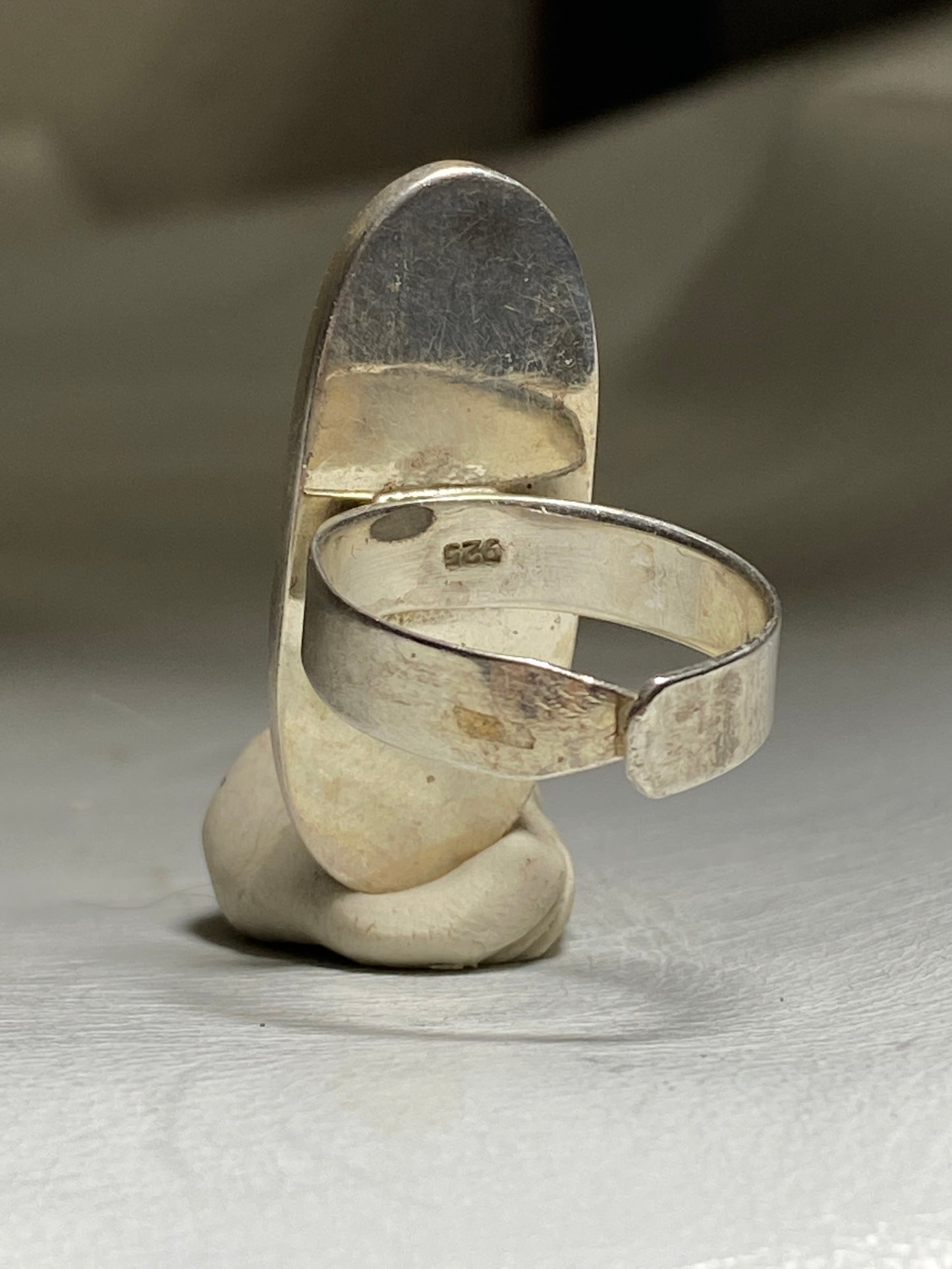 abalone ring long southwest women sterling silver  adjustable