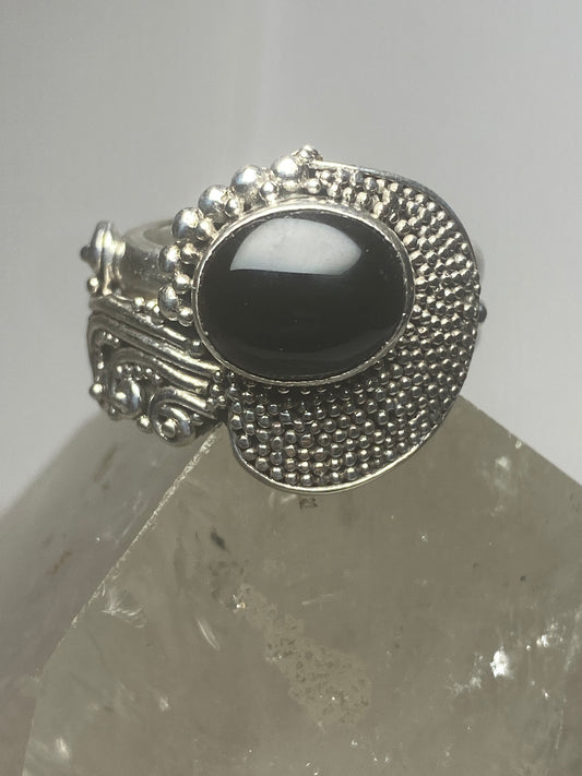 Onyx ring  southwest band sterling silver women
