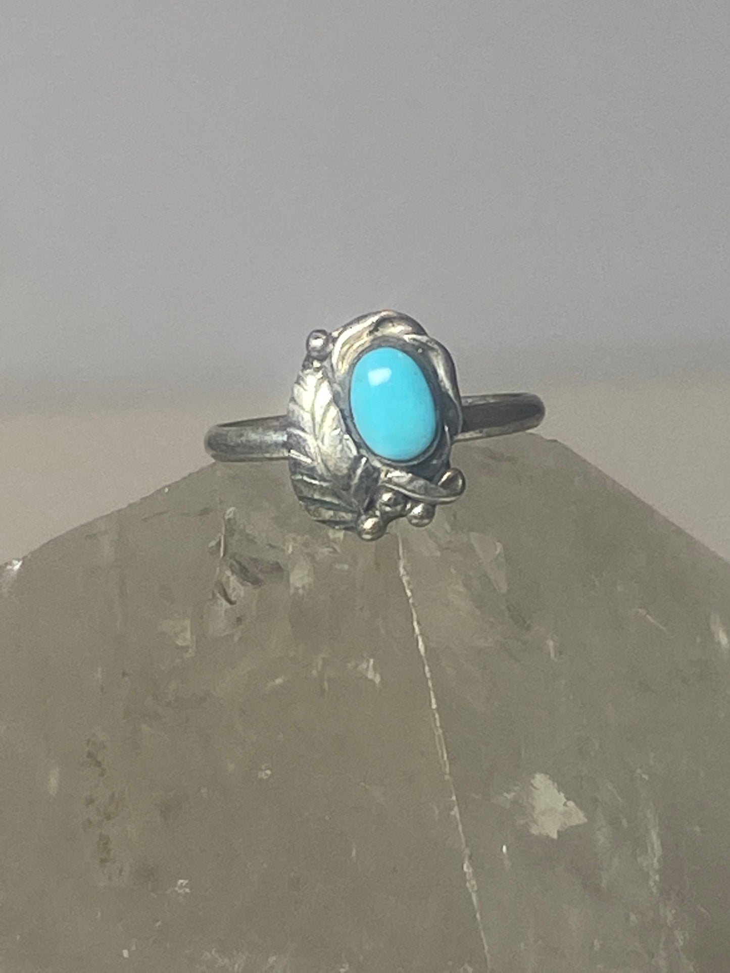 Turquoise ring southwest pinky floral leaves blossom baby children women girls  g