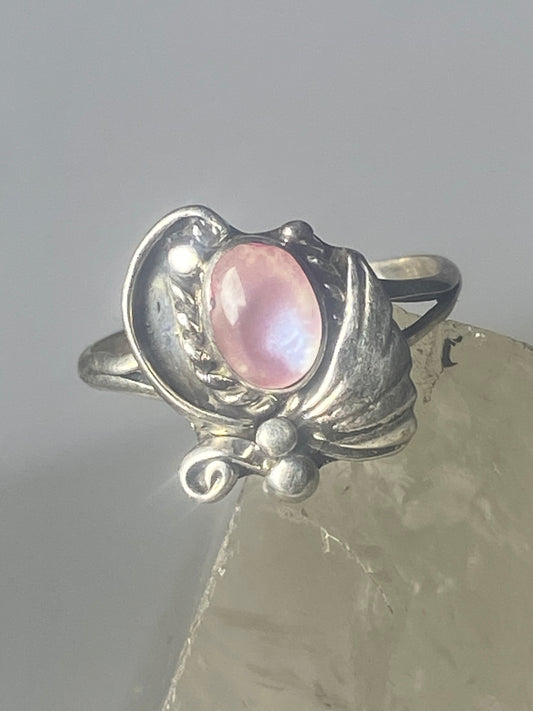 Mother of Pearl ring southwest pinky floral leaves blossom baby children women girls  b