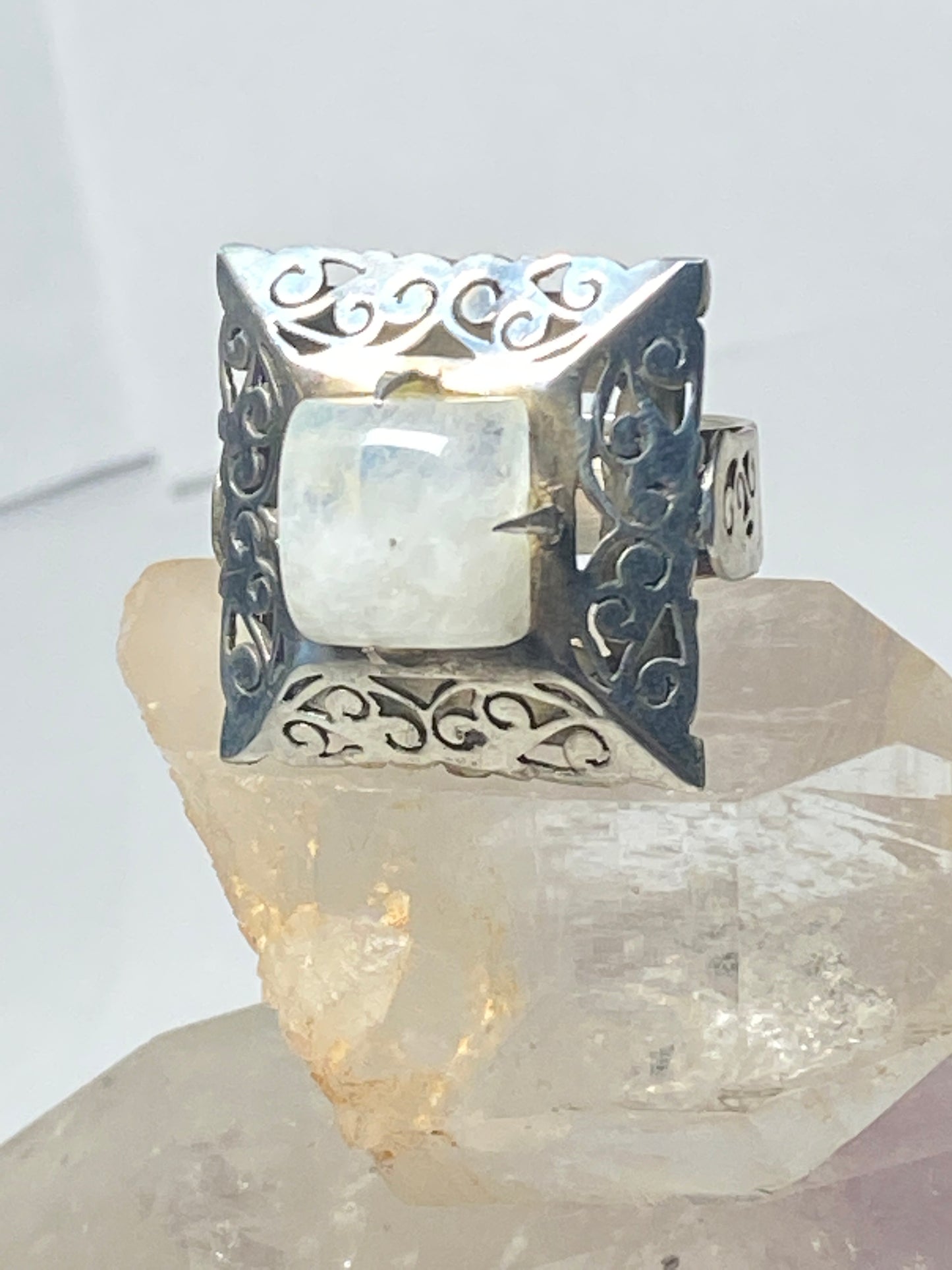 Moonstone Ring large square sterling silver women