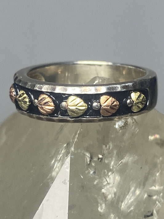 Black Hills Gold ring Leaves floral band sterling silver women girl