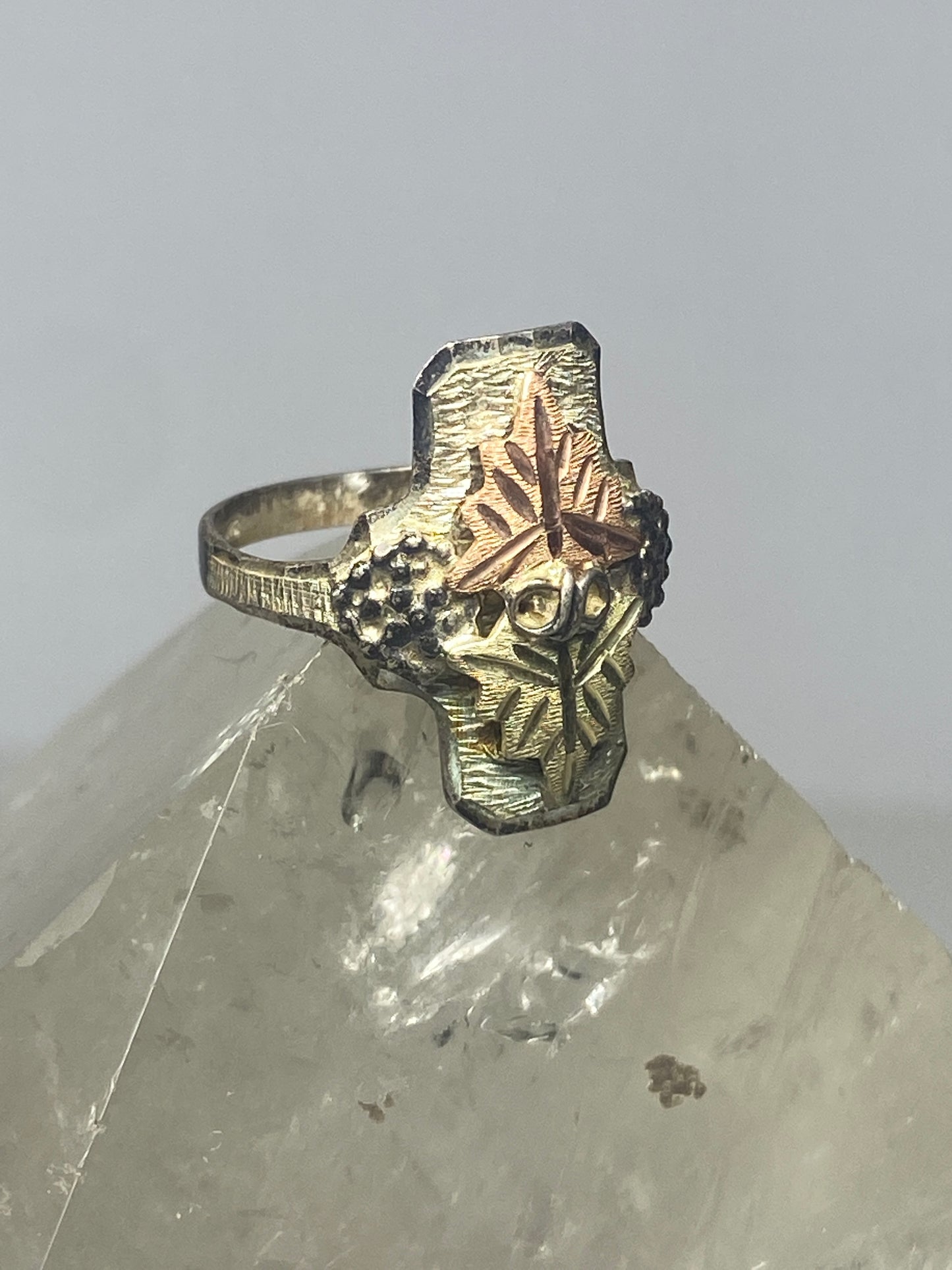 Black Hills Gold ring leaves long  sterling silver women girls