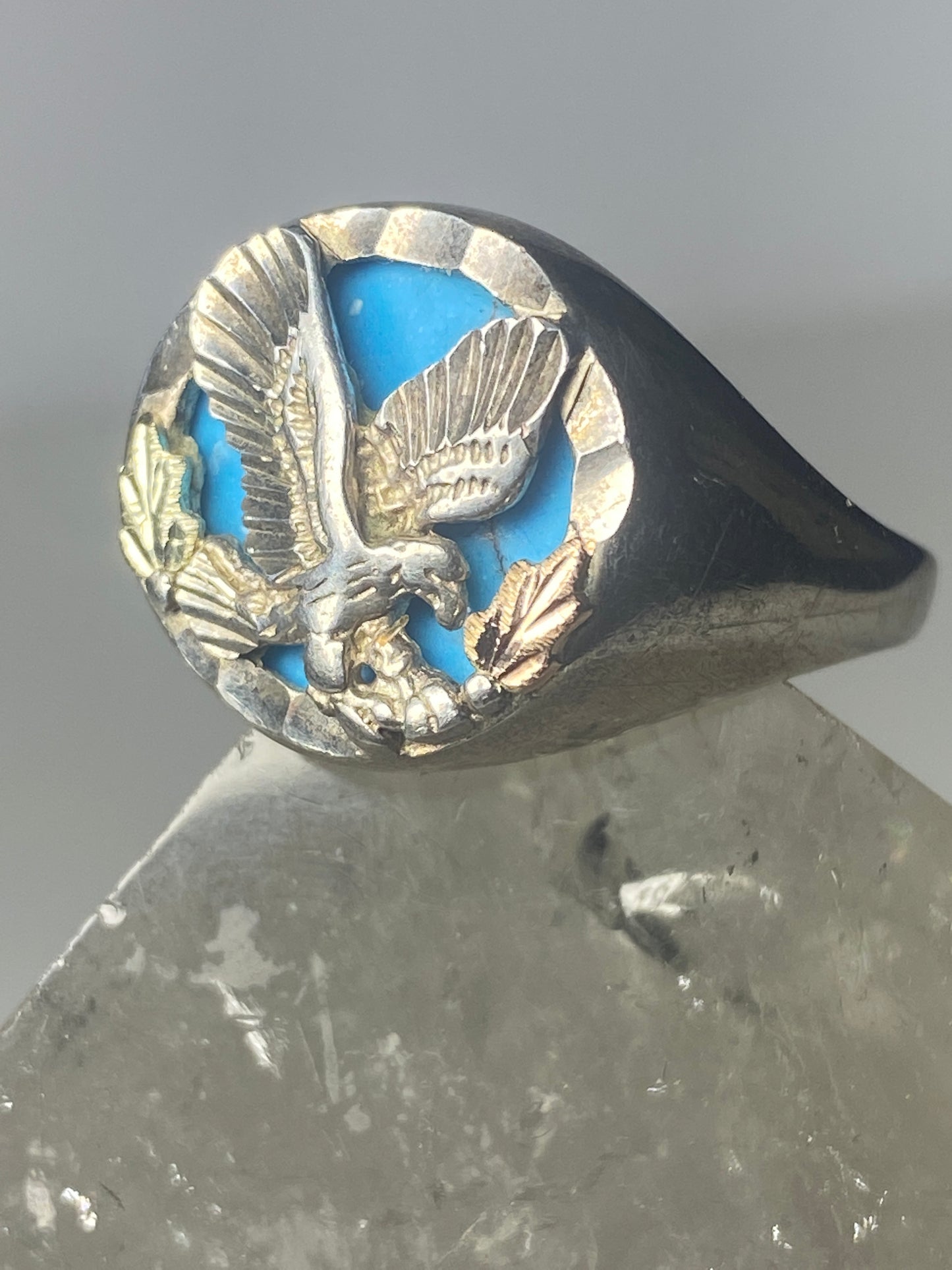 Black Hills Gold ring Eagle band sterling silver women men