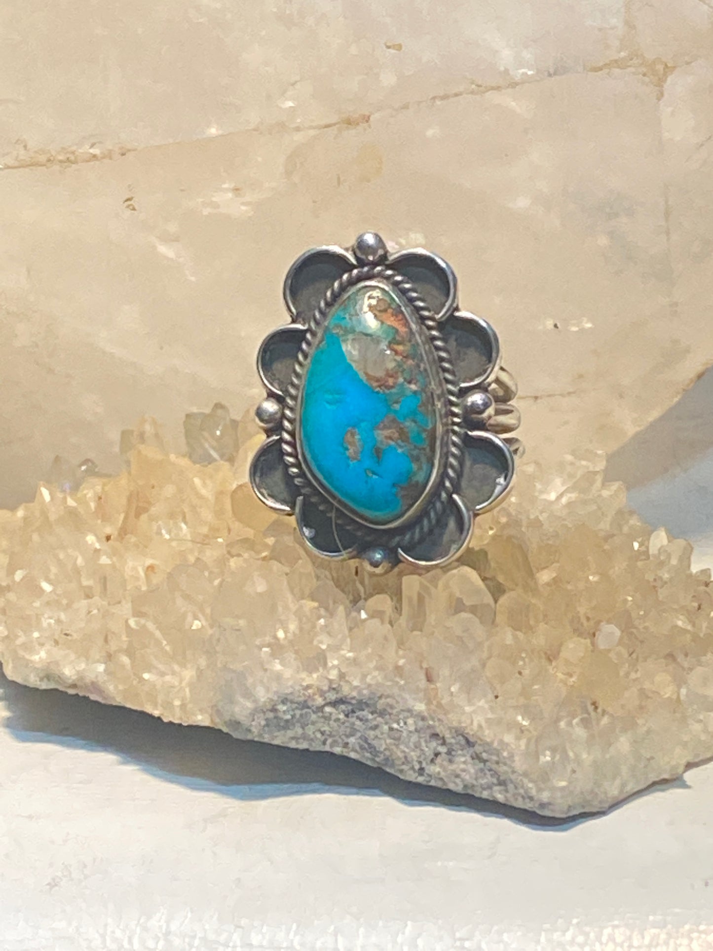 Turquoise Ring size 7.25 Navajo southwest sterling silver women b