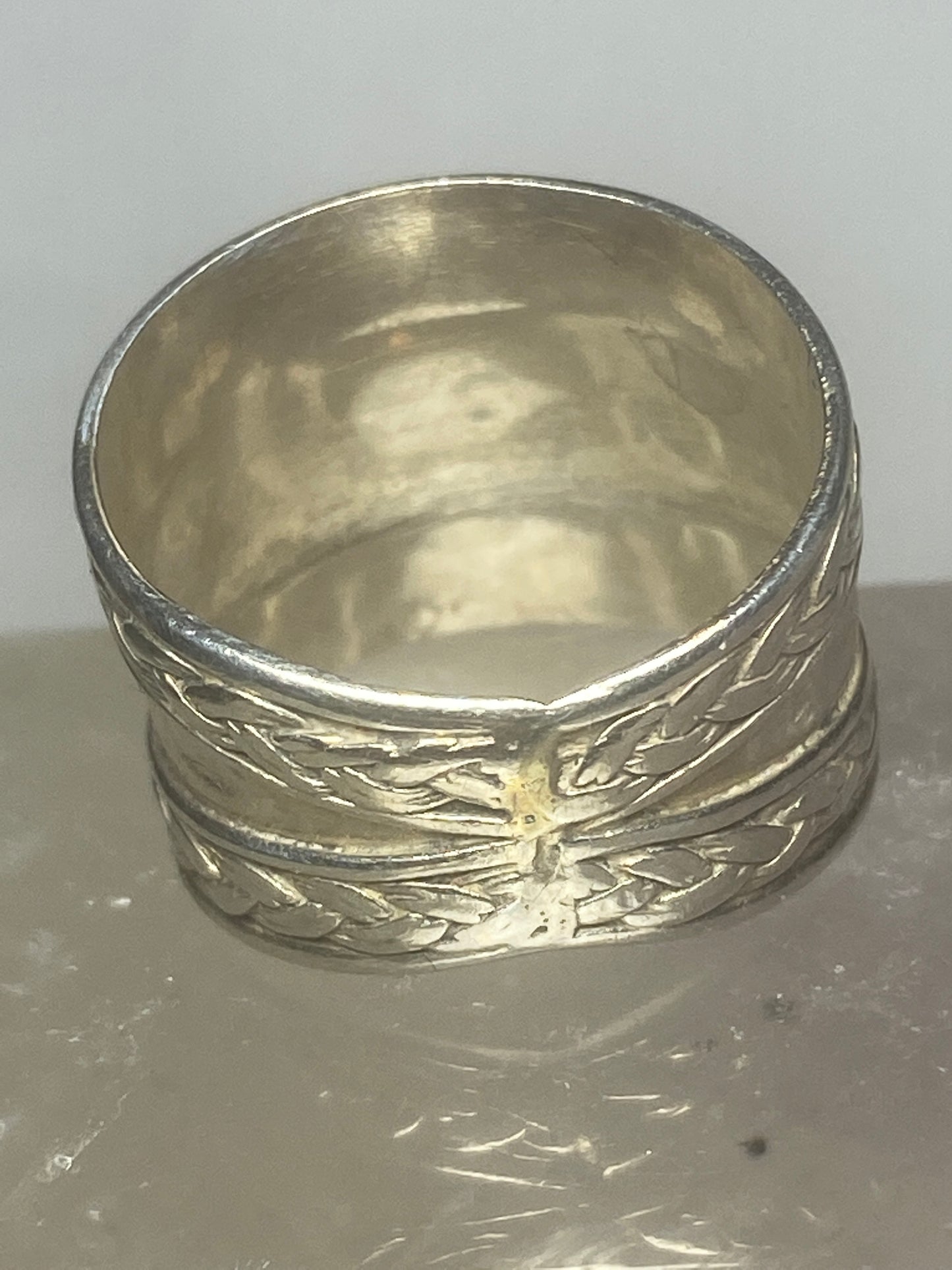 Cigar band size 7 wide rope design  ring sterling silver women girls