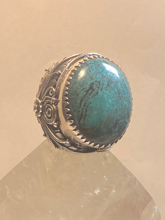 Turquoise ring size 7.50 cigar band sterling silver women men