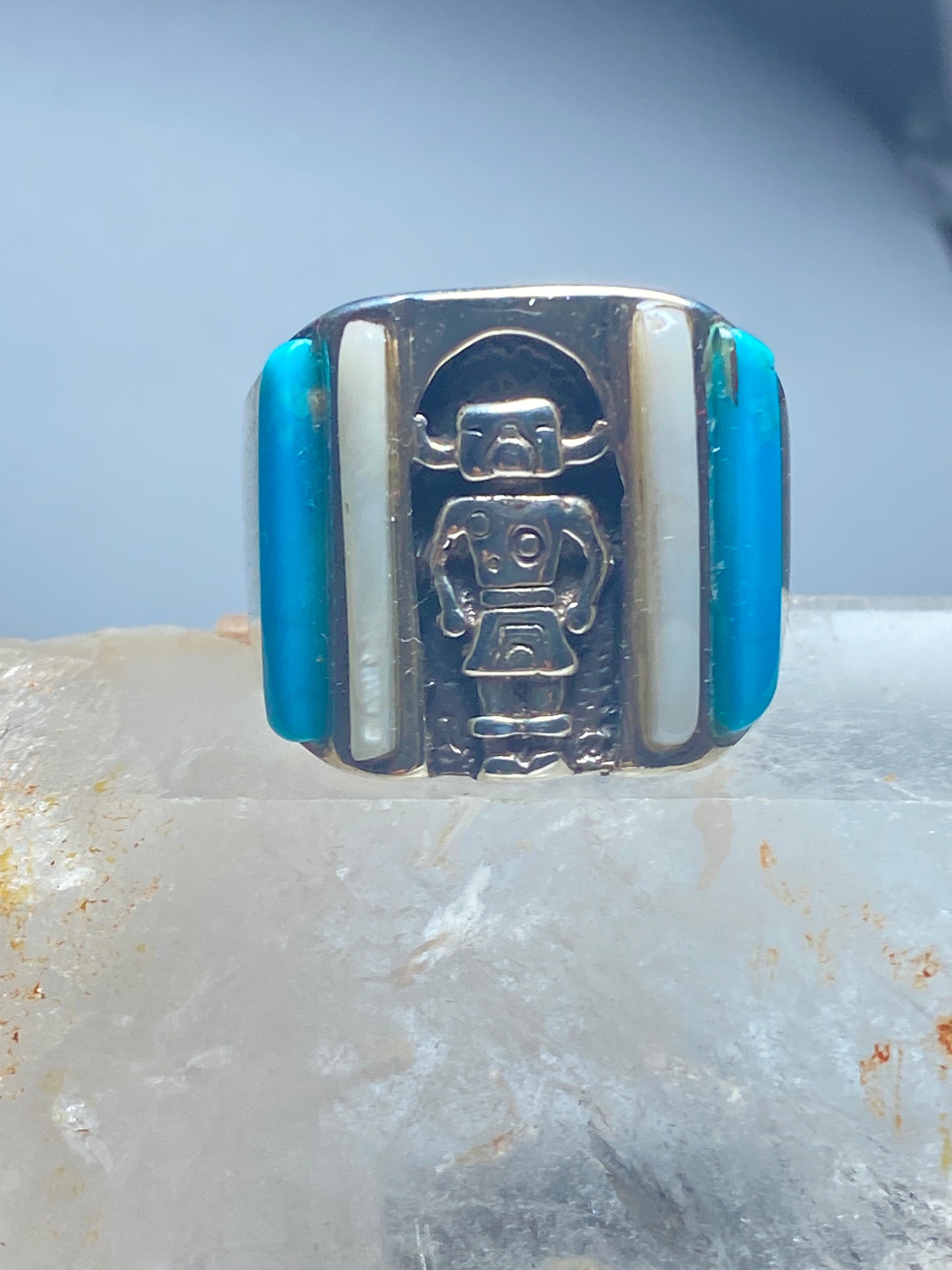 Kachina ring Turquoise MOP mud southwest sterling silver women men