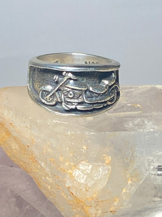 Motorcycle ring biker band sterling silver  women men