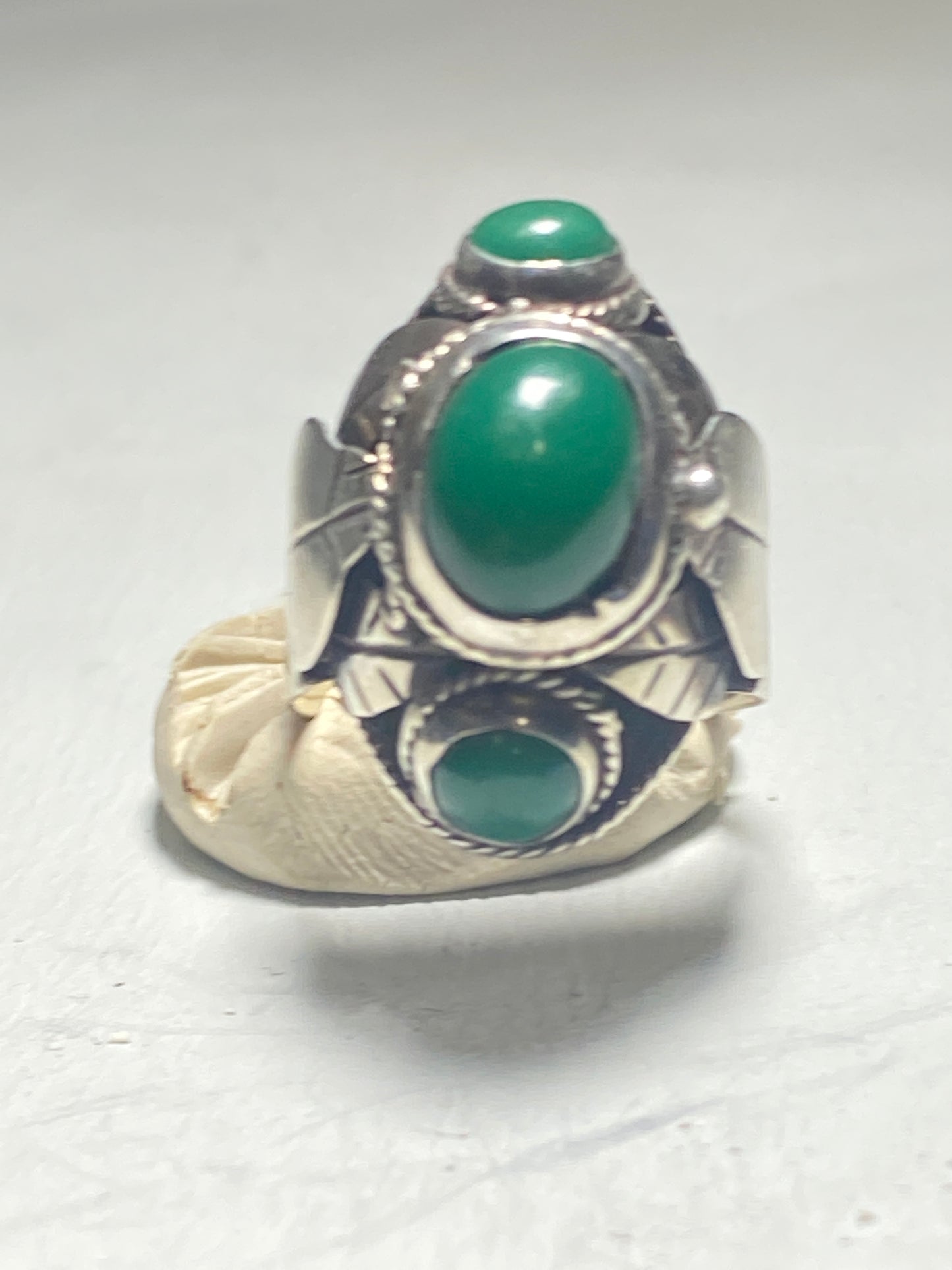 Poison ring Green Mexico southwest sterling silver band women girls