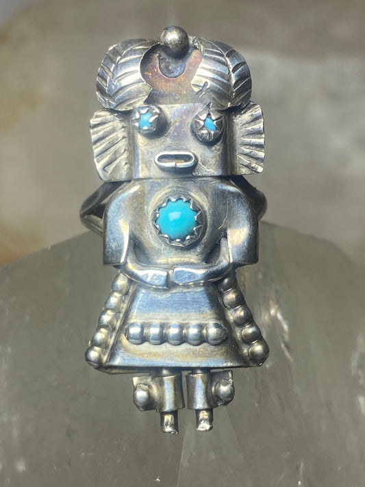 Kachina ring turquoise Navajo sterling silver women