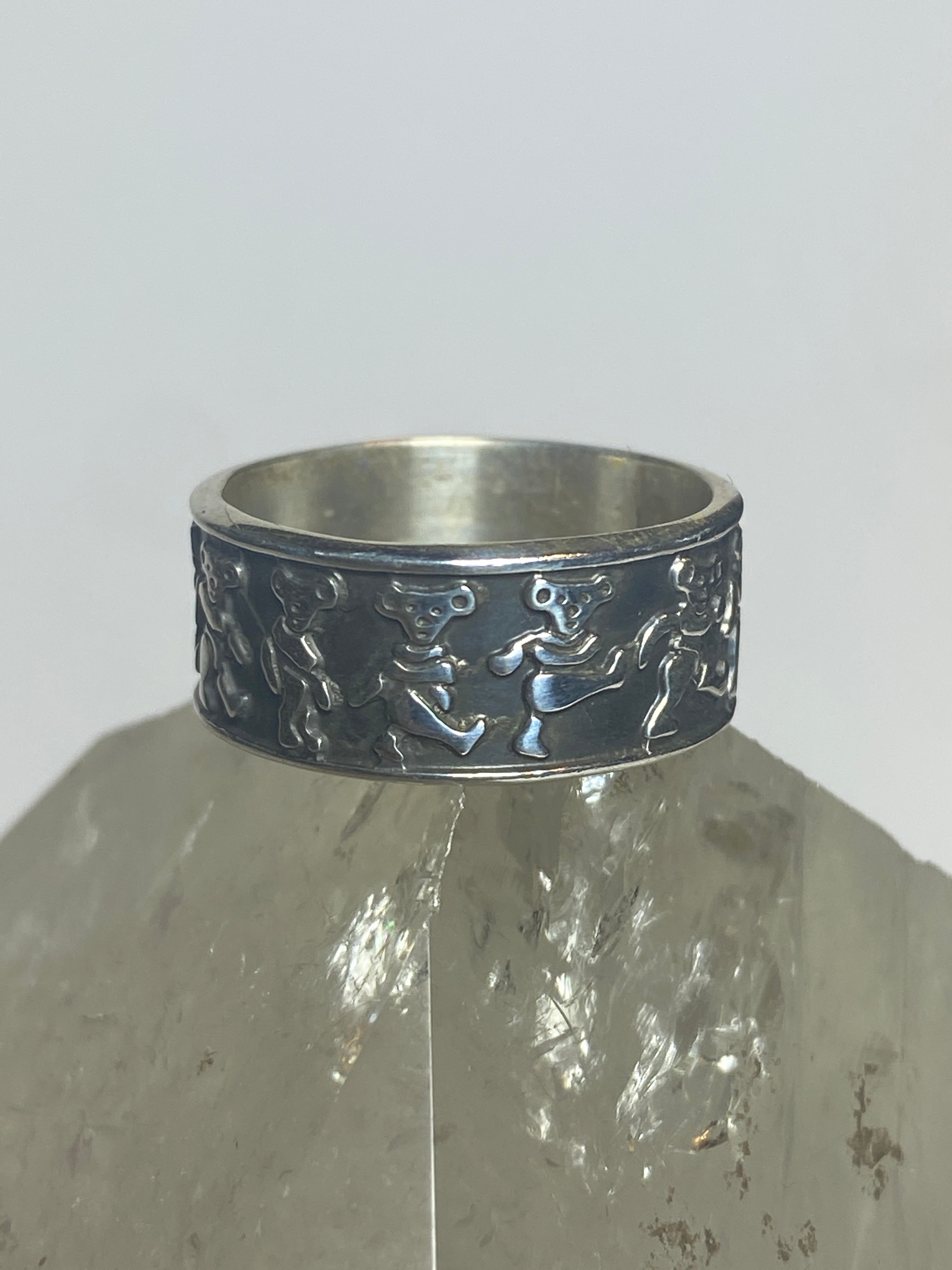 Grateful dead dancing bears sale sterling silver band ring