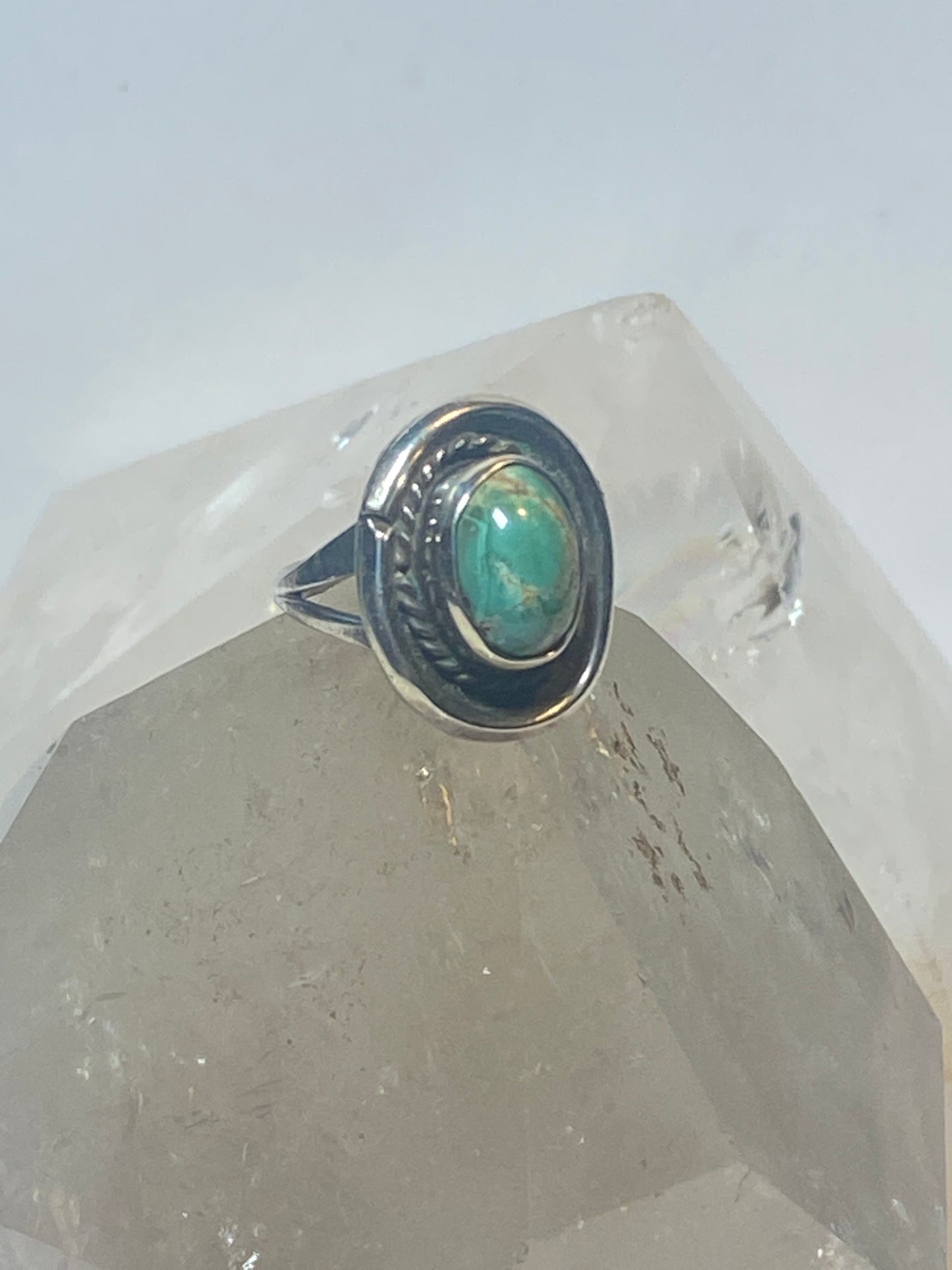 Green Turquoise ring Navajo pinky sterling silver women girls