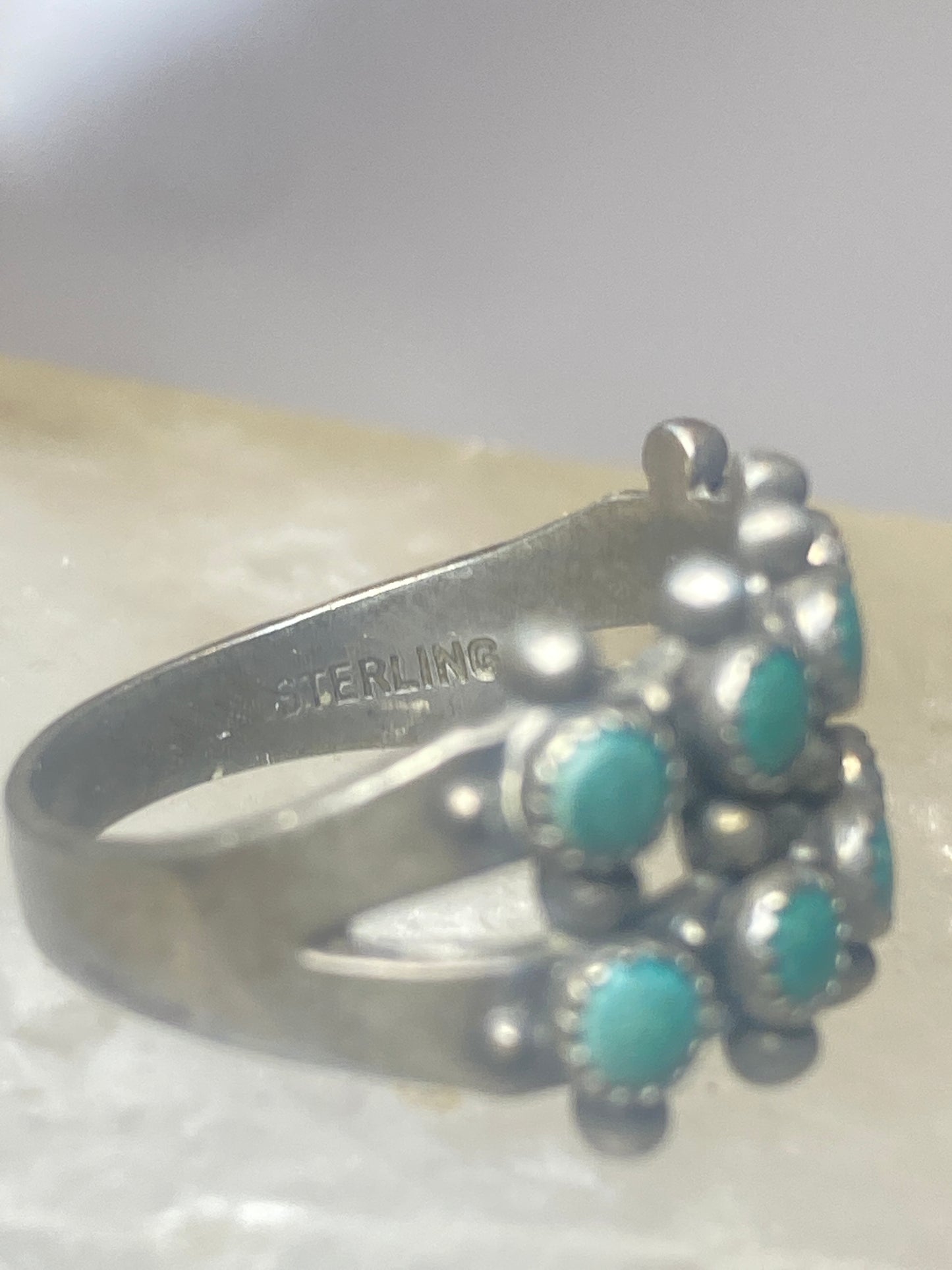 Zuni ring size 7.50 Turquoise band petite point sterling silver pinky