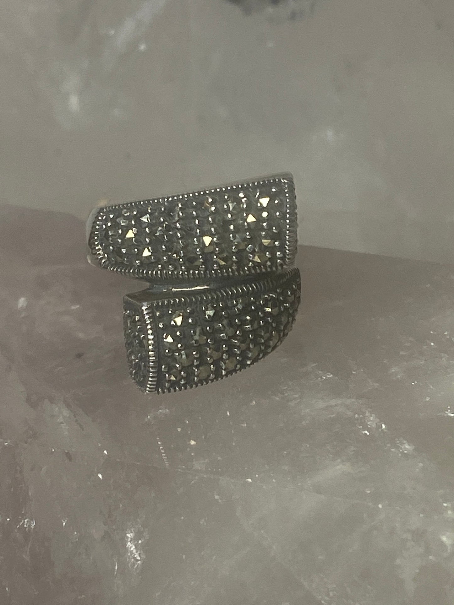 Marcasite ring wrap around  band sterling silver Art Deco style women girls