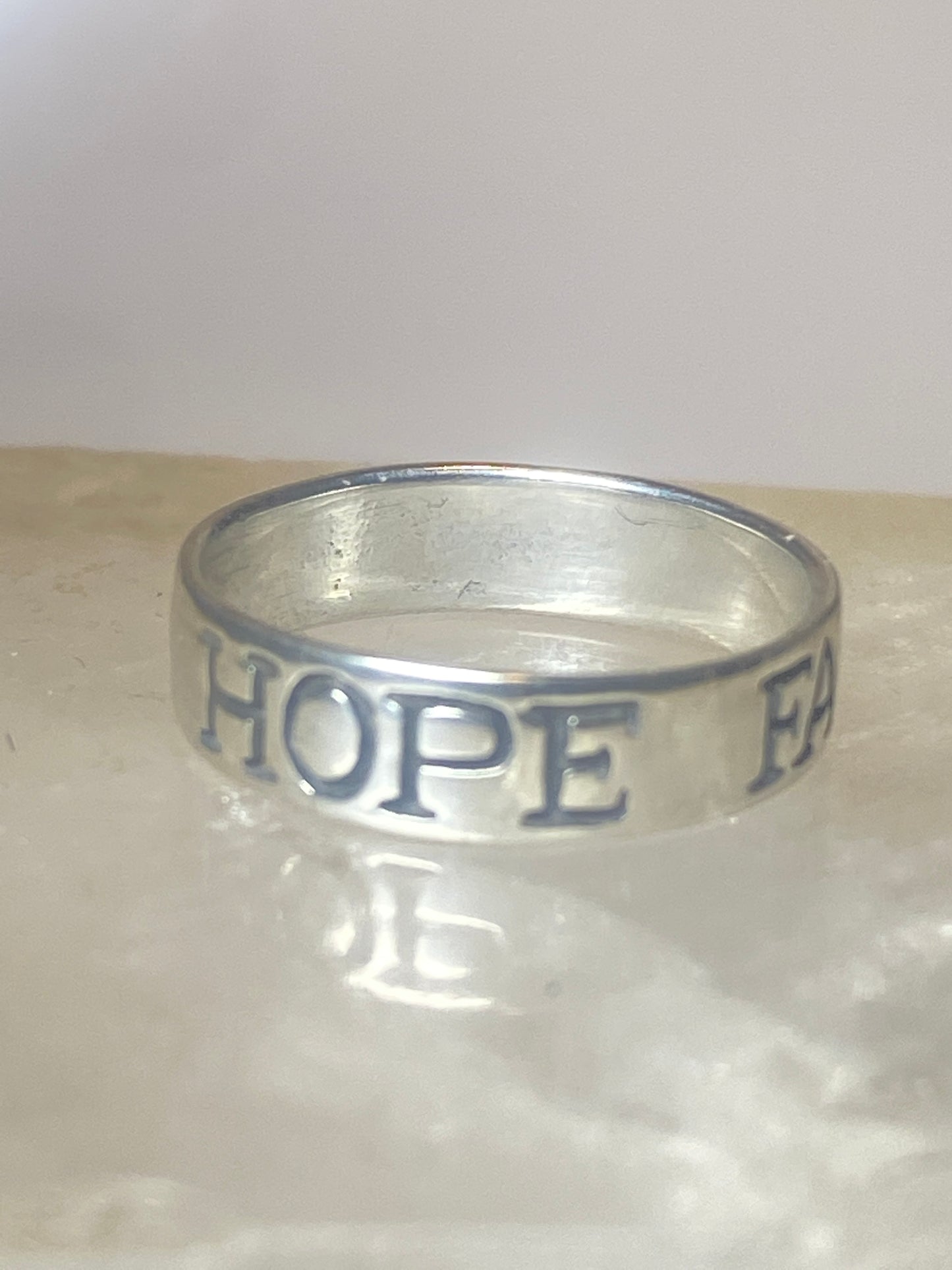 Love Hope Faith ring size 6.75 Solid words religious band sterling silver