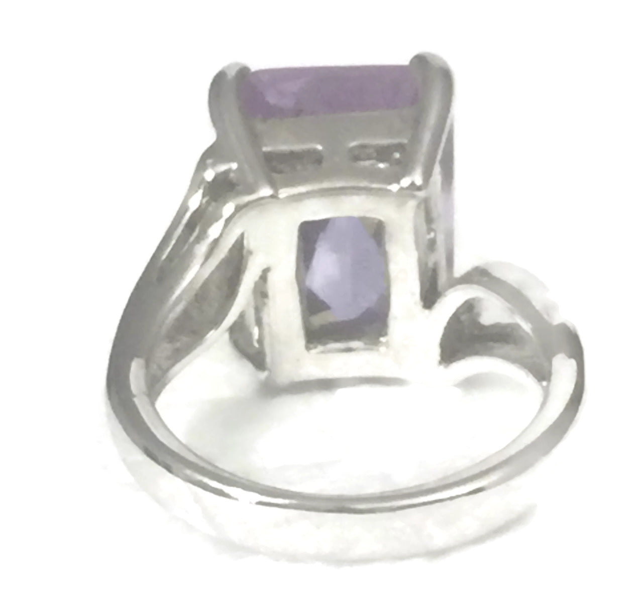 Vintage Light Purple Faceted Ring Sterling Silver  Size 5.50