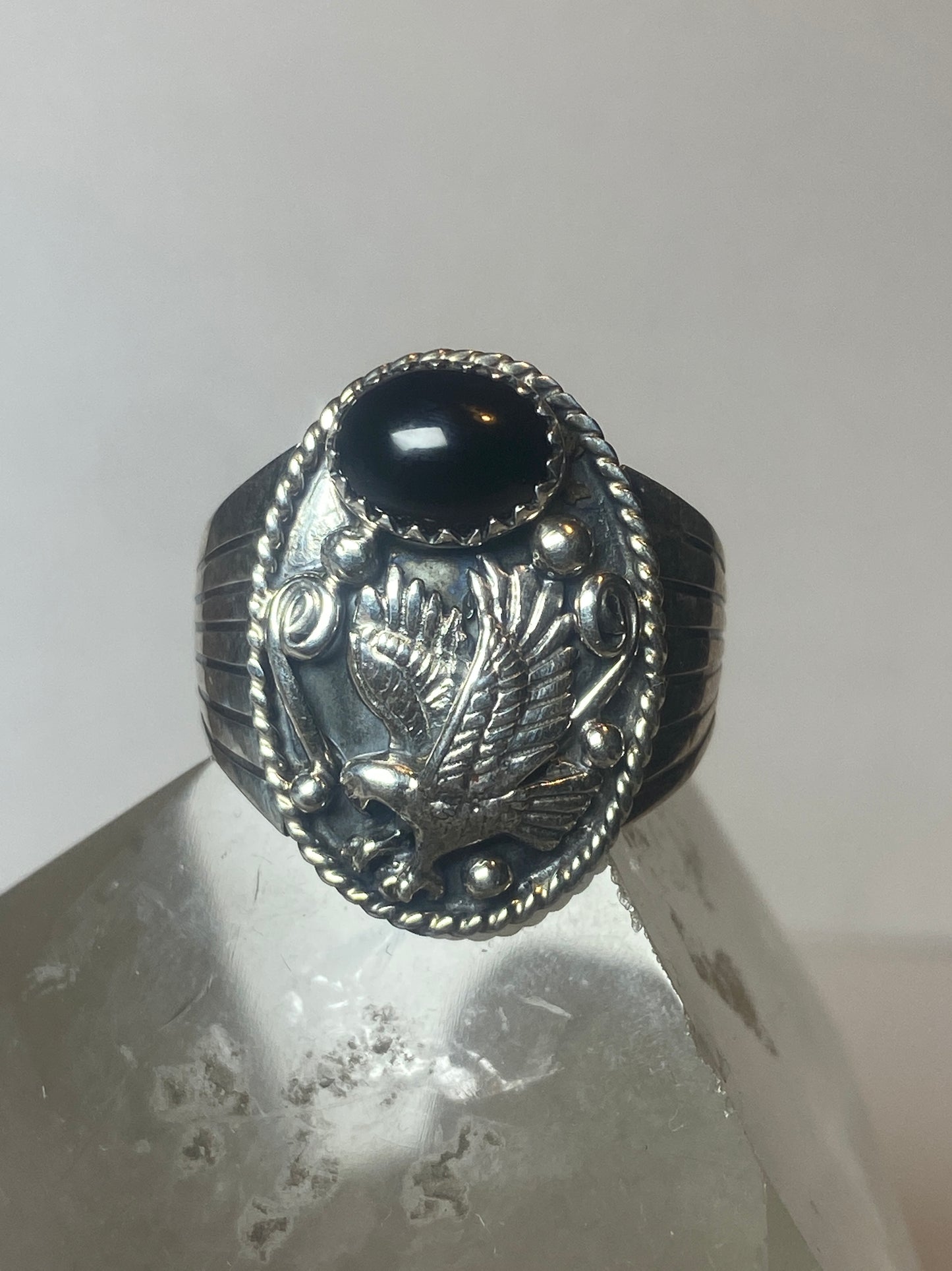 Eagle ring onyx southwestern sterling silver men