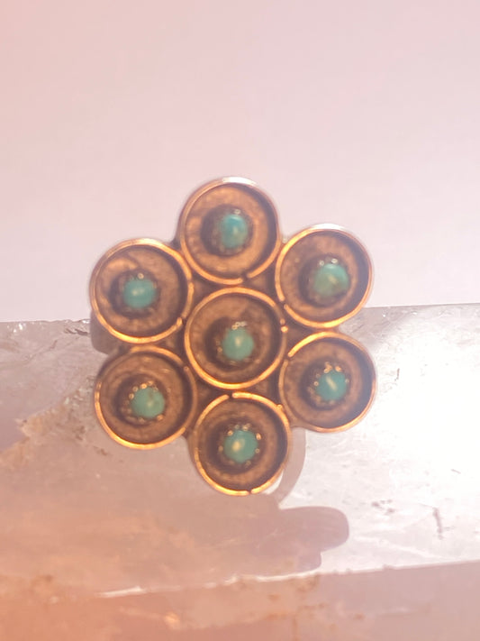 Turquoise ring size 6.50 Zuni flower southwest sterling silver women girls