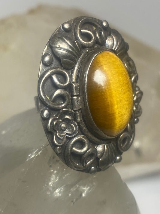 Poison ring tiger eye southwest sterling silver women girls