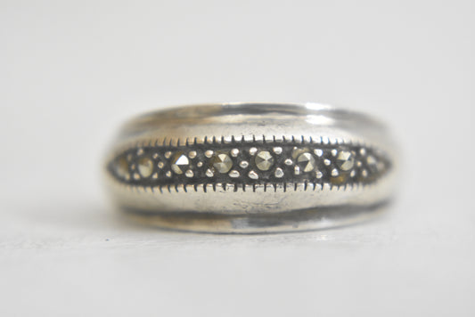 Marcasite ring thumb band ring sterling silver women girls Size 8.75