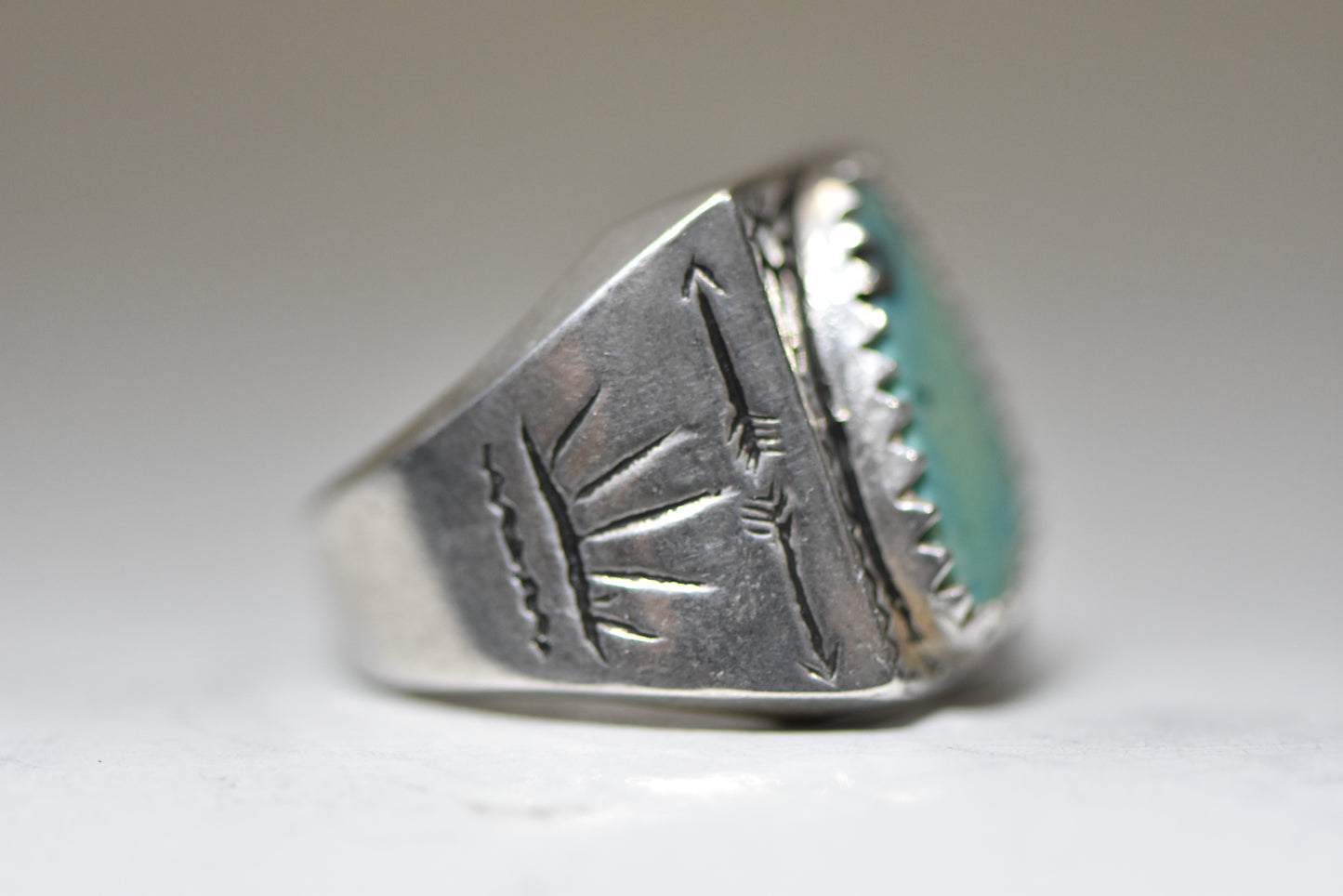 Turquoise ring Navajo southwest sun arrows sterling silver women men