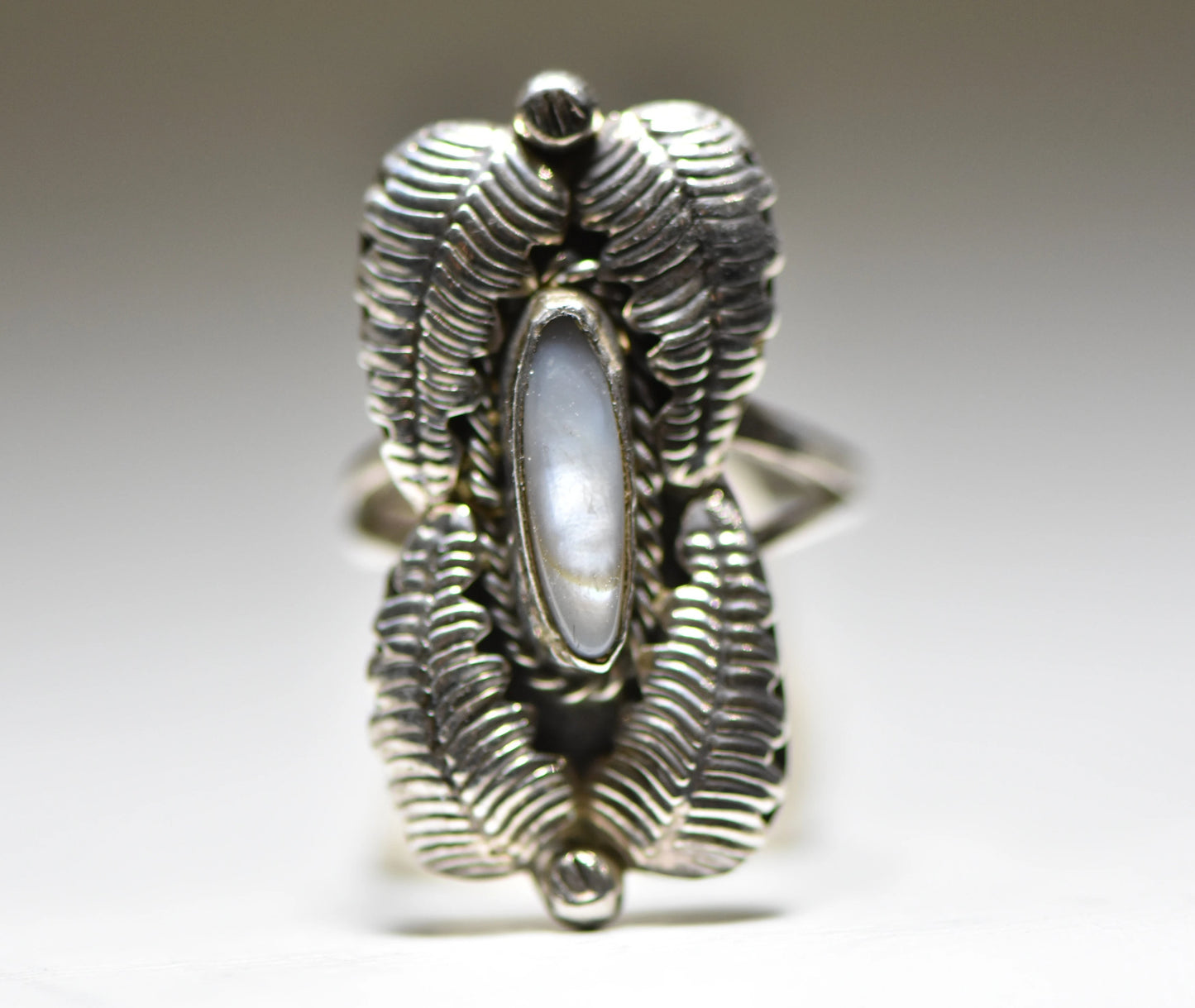Mother of Pearl ring long Navajo MOPsouthwest sterling silver women girls